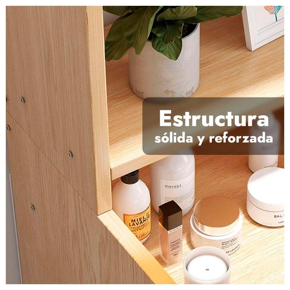 Velador Mueble Organizador Con Repisas Cajones Madera Dormitorio-4