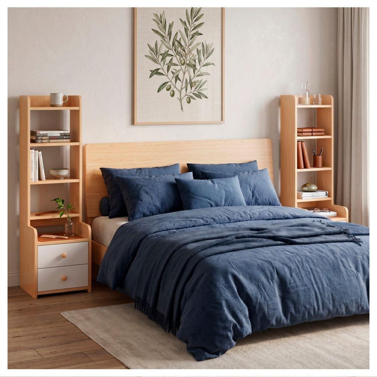 Velador Mueble Organizador Con Repisas Cajones Madera Dormitorio-5