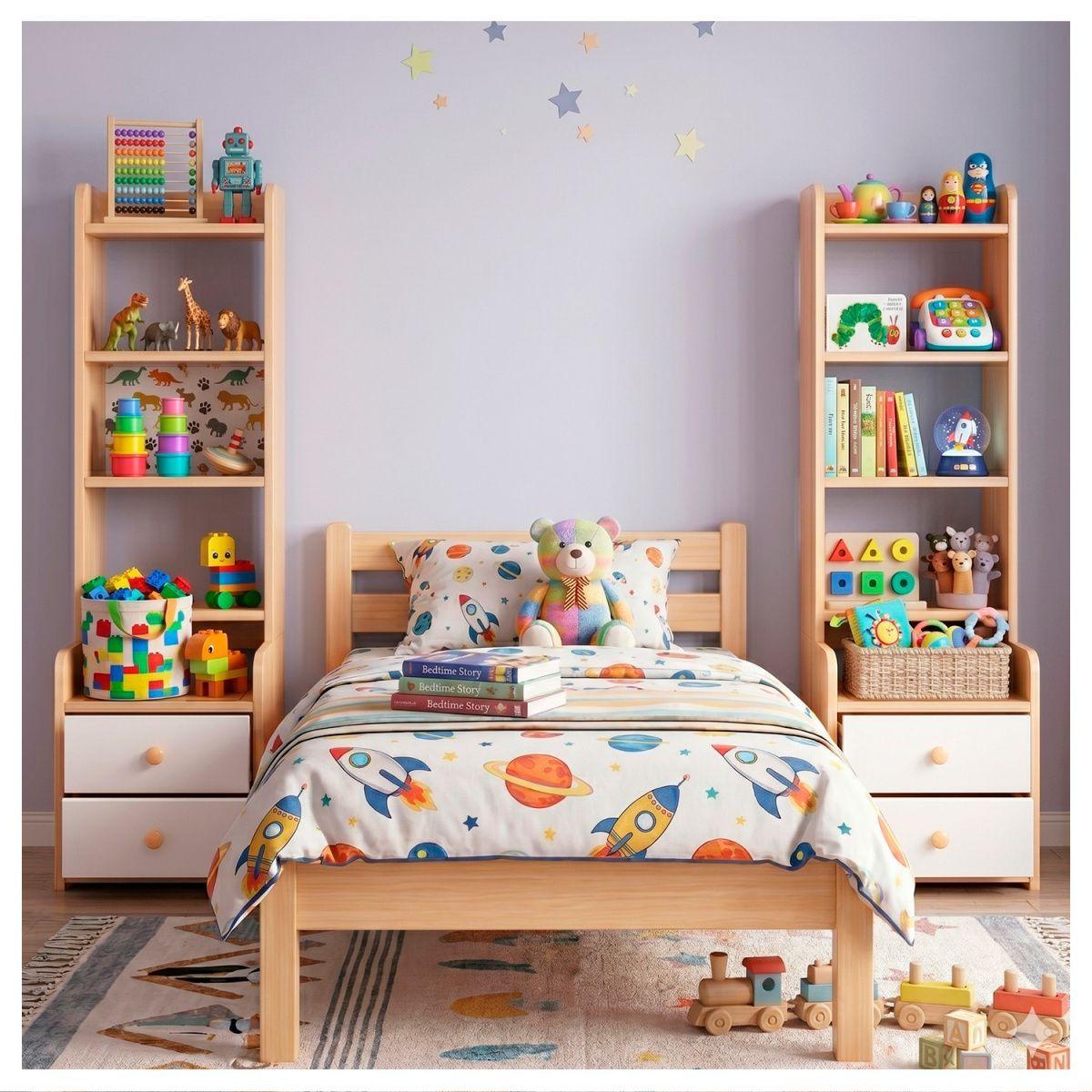 Velador Mueble Organizador Con Repisas Cajones Madera Dormitorio-6