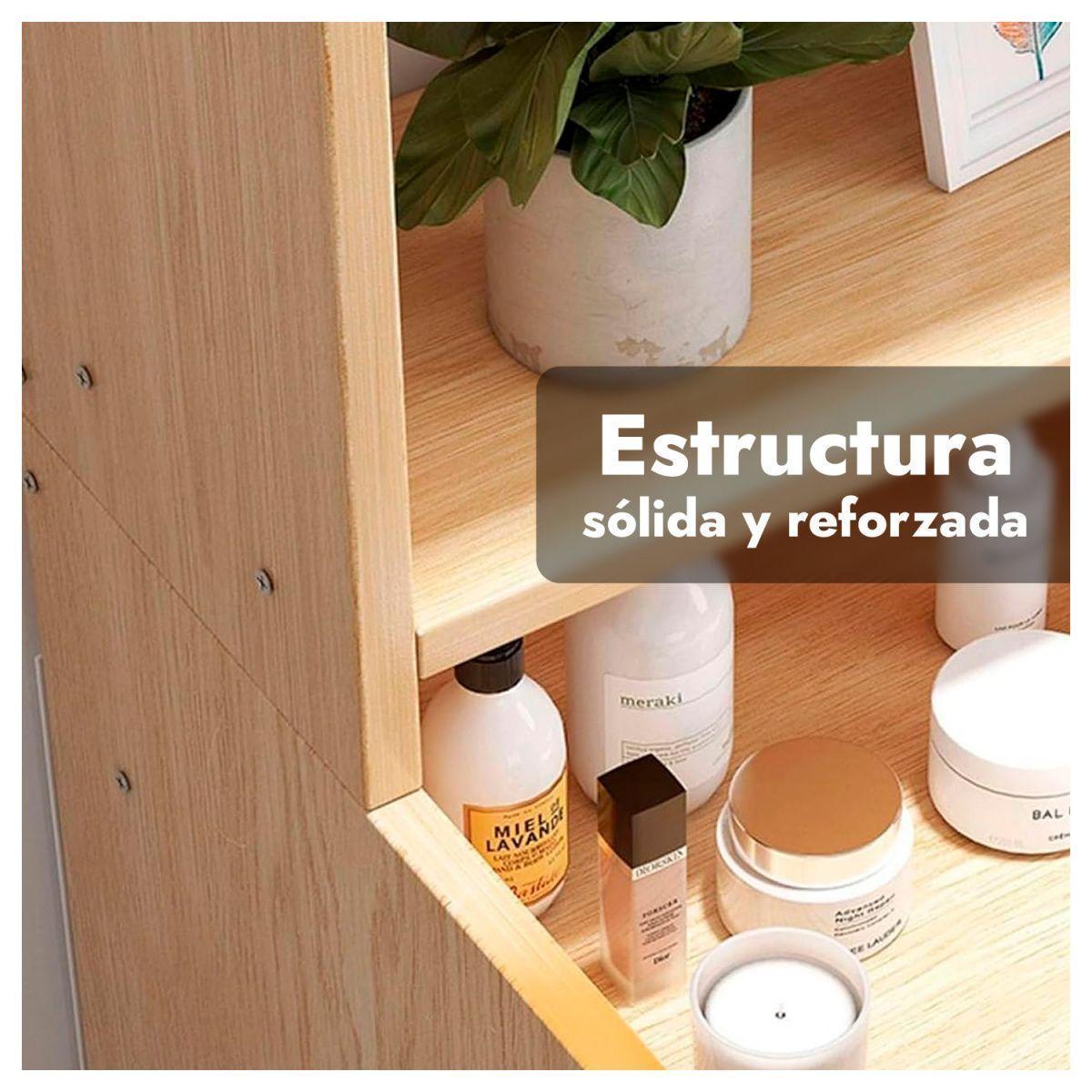 Velador Mueble Organizador Con Repisas Cajones Madera Dormitorio-3