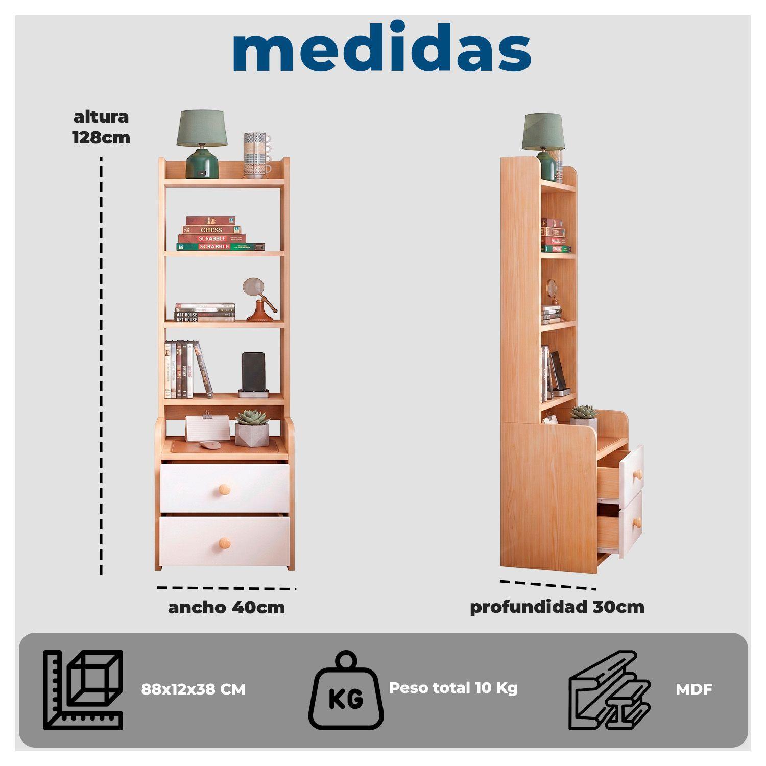 Velador Mueble Organizador Con Repisas Cajones Madera Dormitorio-9