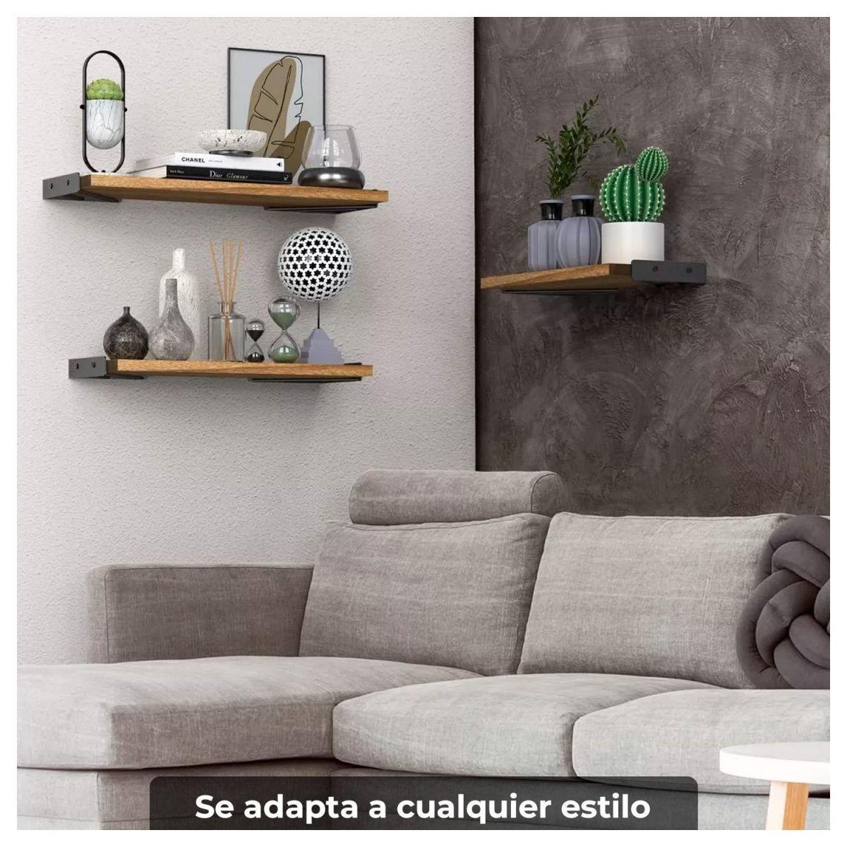 Set de 3 Repisas Flotantes de Madera y Metal Organización Moderna-3