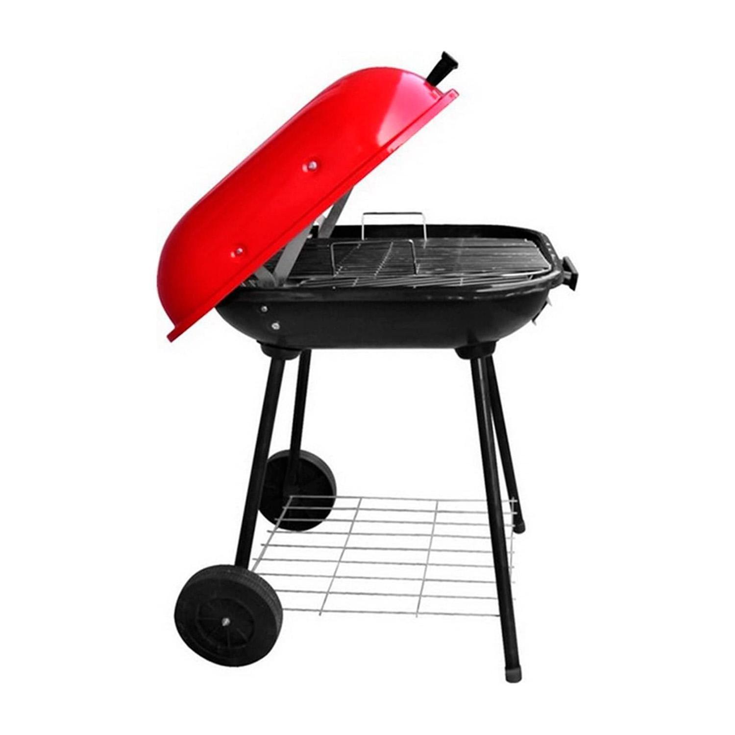 Parrilla portátil con 4 patas y ruedas Roja-0