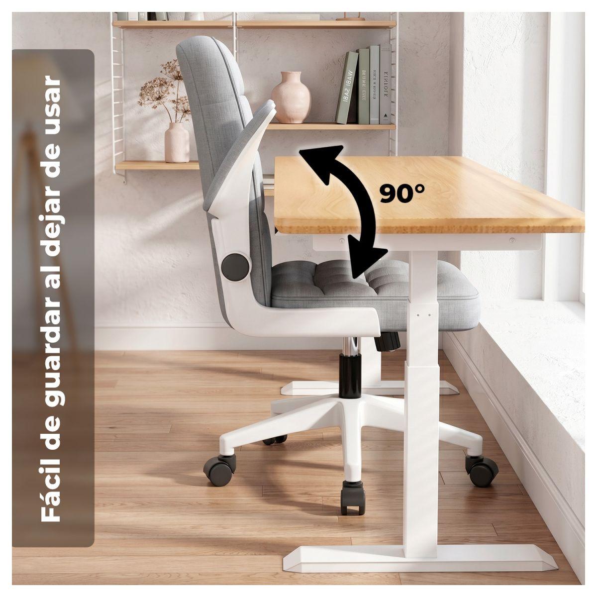 Silla Ejecutiva de Oficina Ergonómica con Apoyabrazos Ajustables de Tela Gris-2