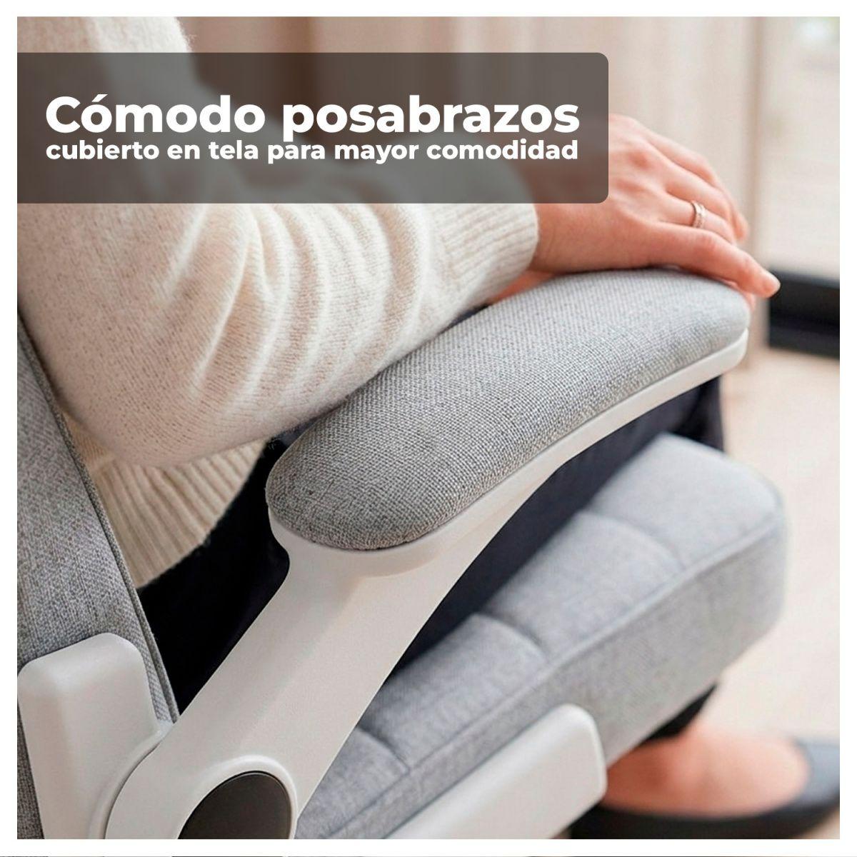 Silla Ejecutiva de Oficina Ergonómica con Apoyabrazos Ajustables de Tela Gris-8