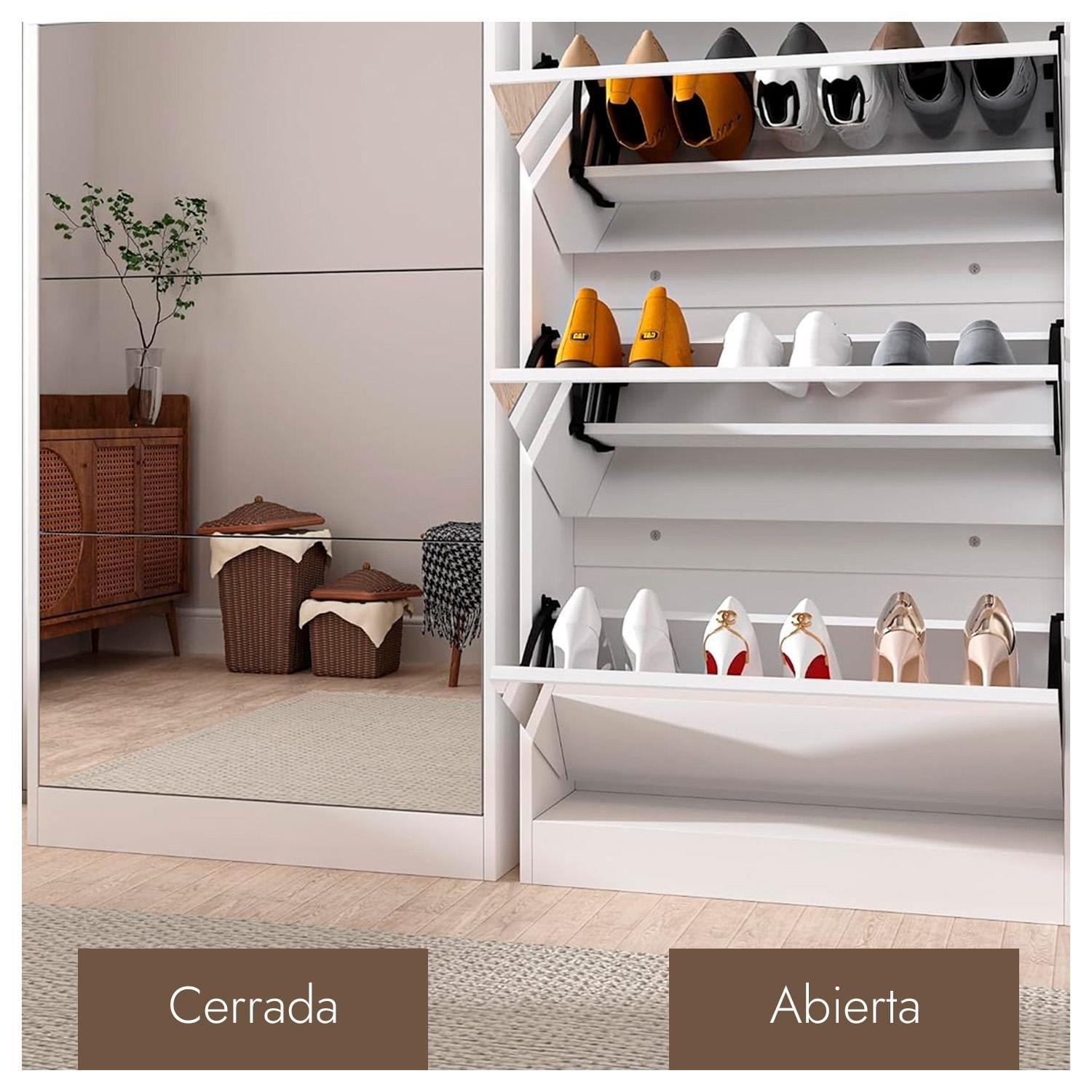Zapatero Organizador Mueble Con Espejo 18 Pares y Cajones-4
