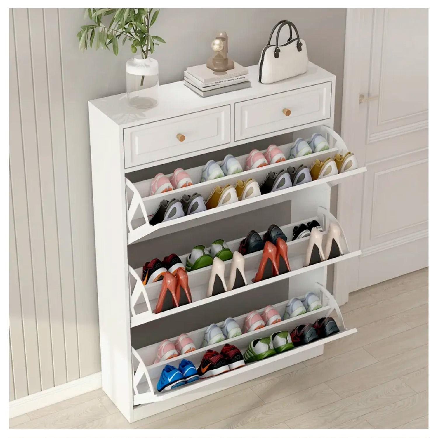 Zapatero Organizador Mueble Con Espejo 18 Pares y Cajones-6