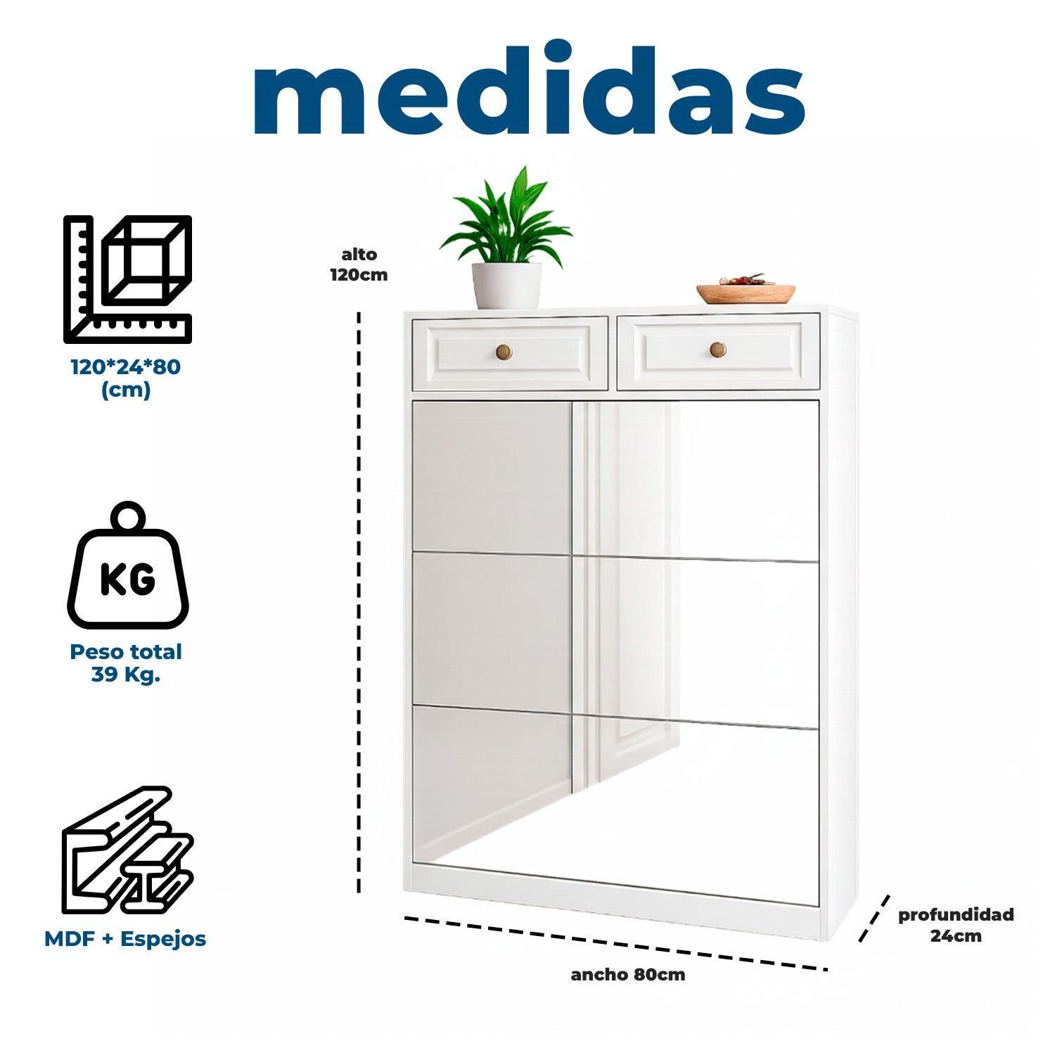 Zapatero Organizador Mueble Con Espejo 18 Pares y Cajones-7