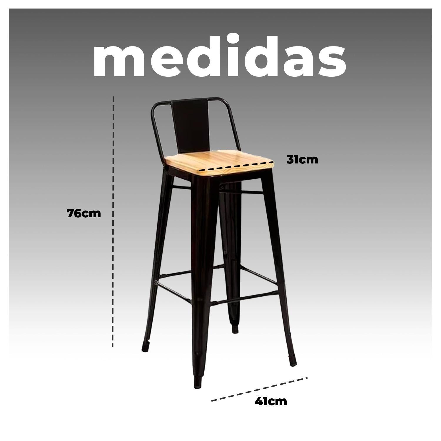 Pack 2 Taburete Metálico con Asiento de Madera Ideal para Barra-5