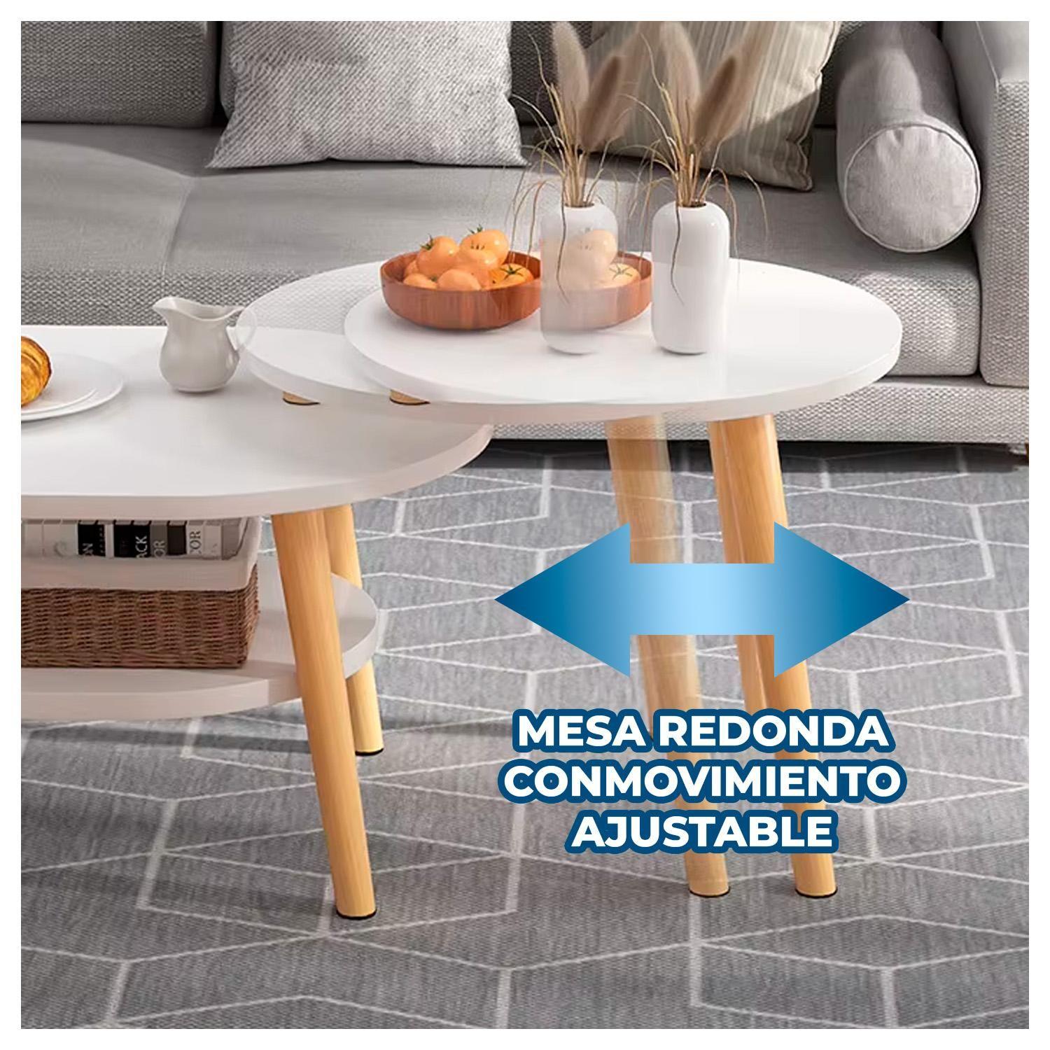 Mesa de Centro con Mesa Auxiliar Diseño Elegante-4