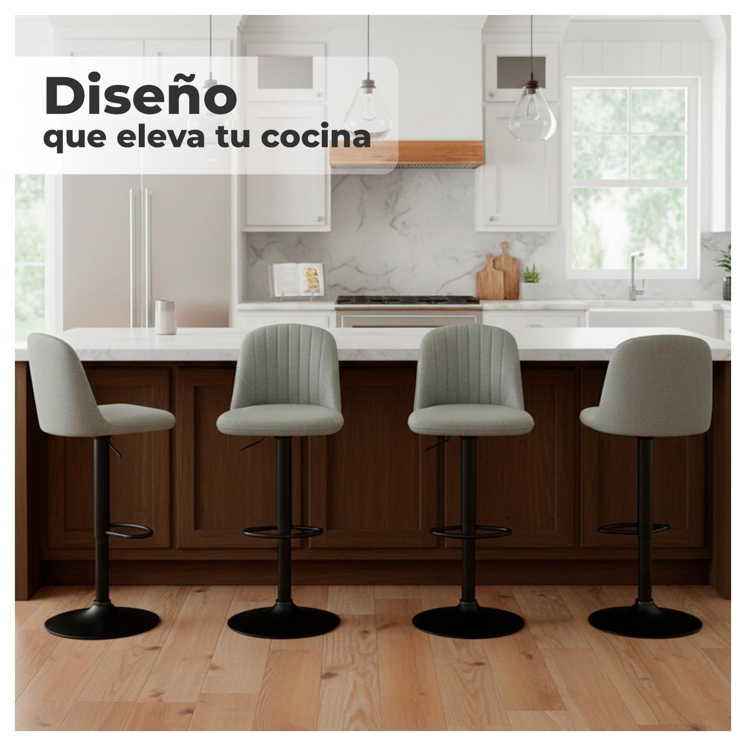 Silla de Bar Moderna Regulable Asiento Tapizado y Base Metálica-3