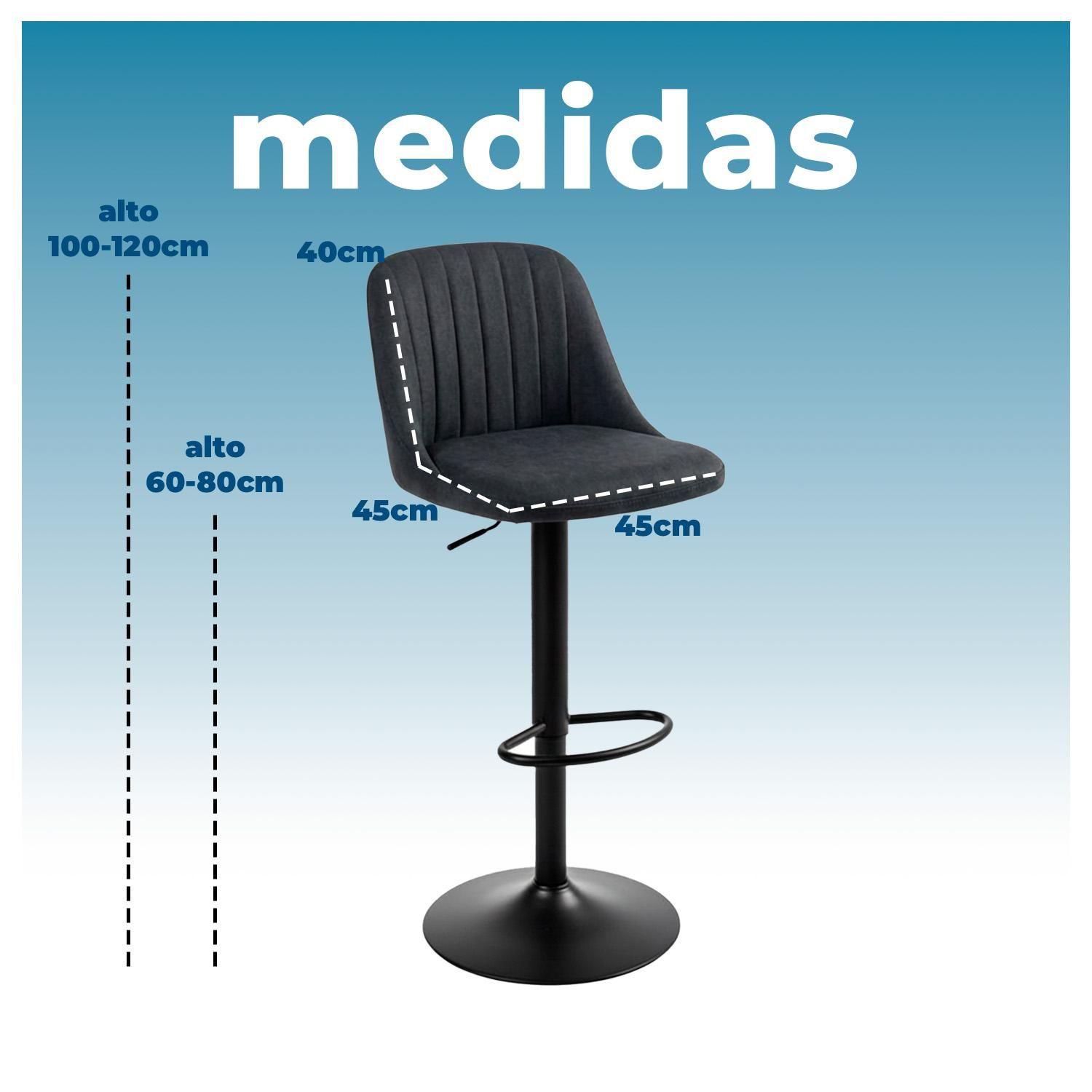 Silla de Bar Moderna Regulable Asiento Tapizado y Base Metálica-5
