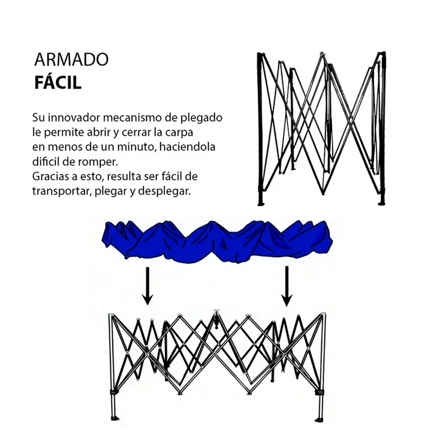 Toldo plegable impermeable Resistente Estructura de Acero 3x3-3