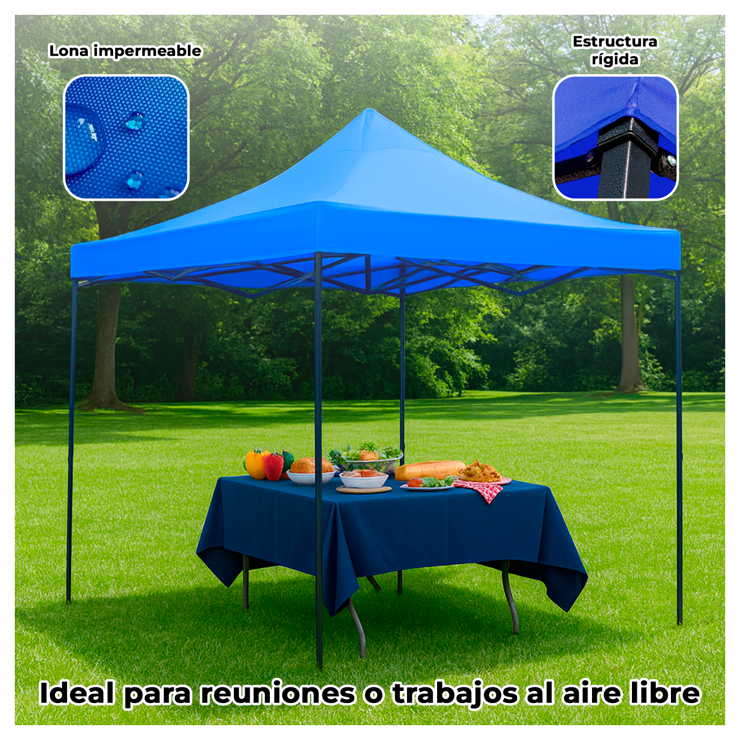 Toldo plegable impermeable Resistente Estructura de Acero 3x3-4