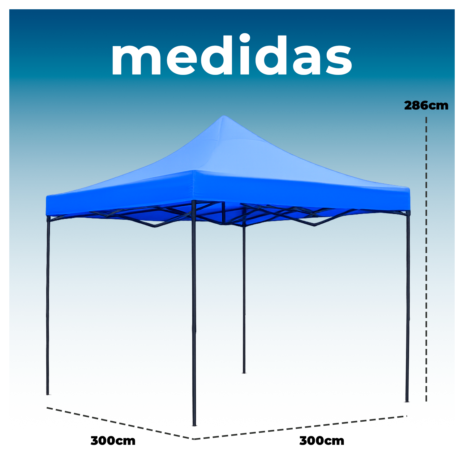 Toldo plegable impermeable Resistente Estructura de Acero 3x3-5