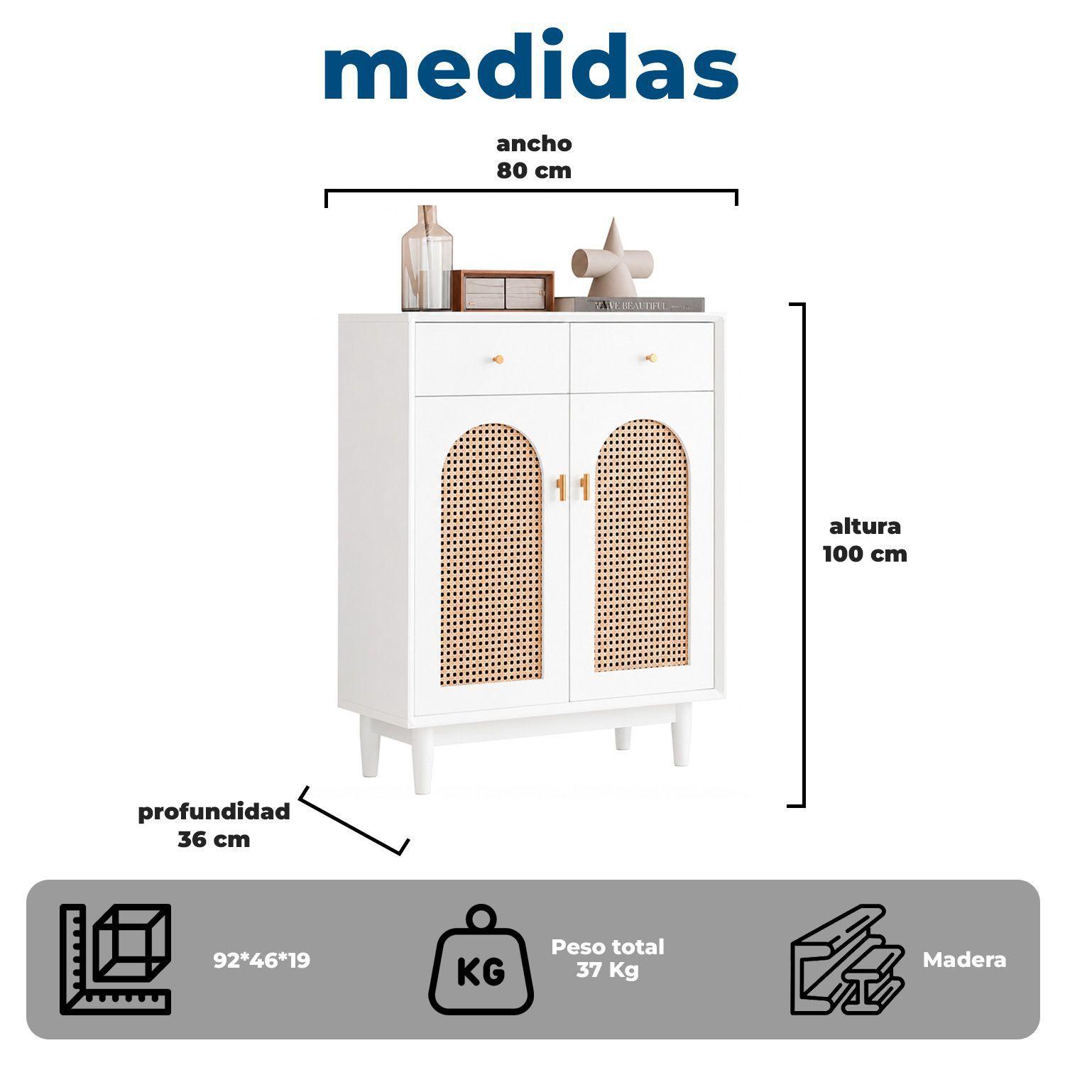Zapatera de Estilo Vintage Mueble Organizador Cajones y Puertas-5