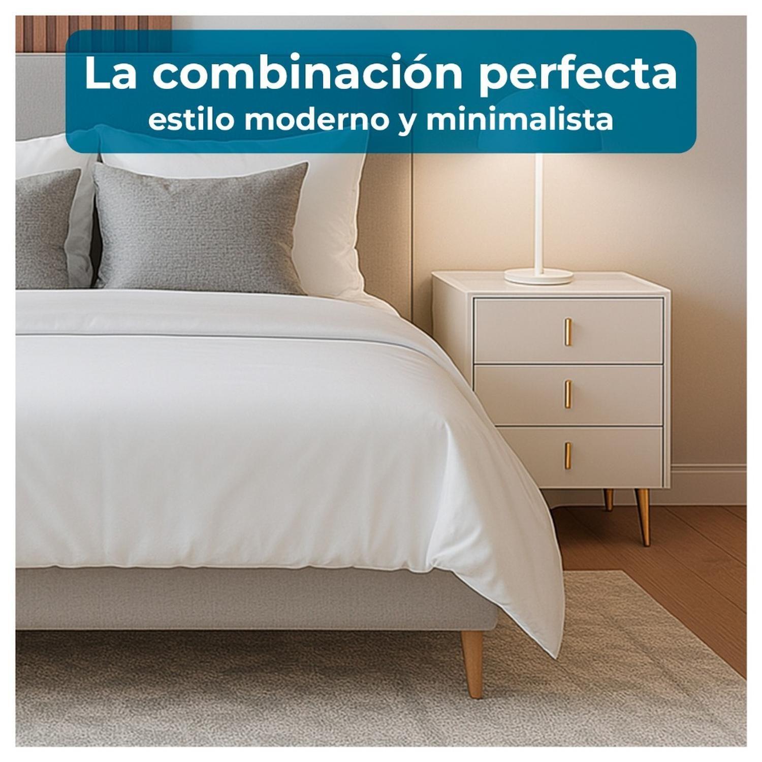 Velador 3 Cajones con Patas Doradas y Cubierta Tipo Mármol-2