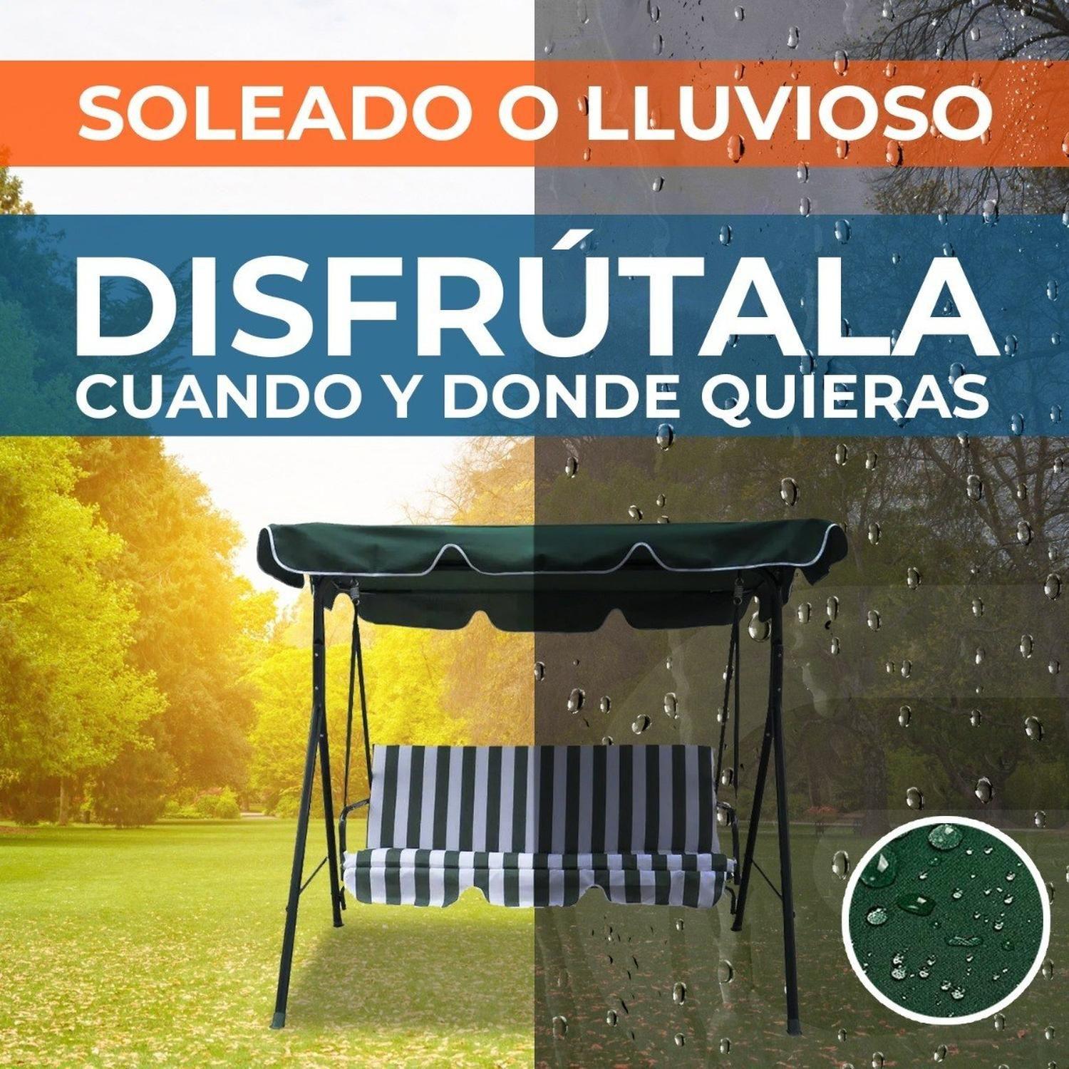 Silla Columpio Para Terraza Al Aire Libre Para 3 Personas-2