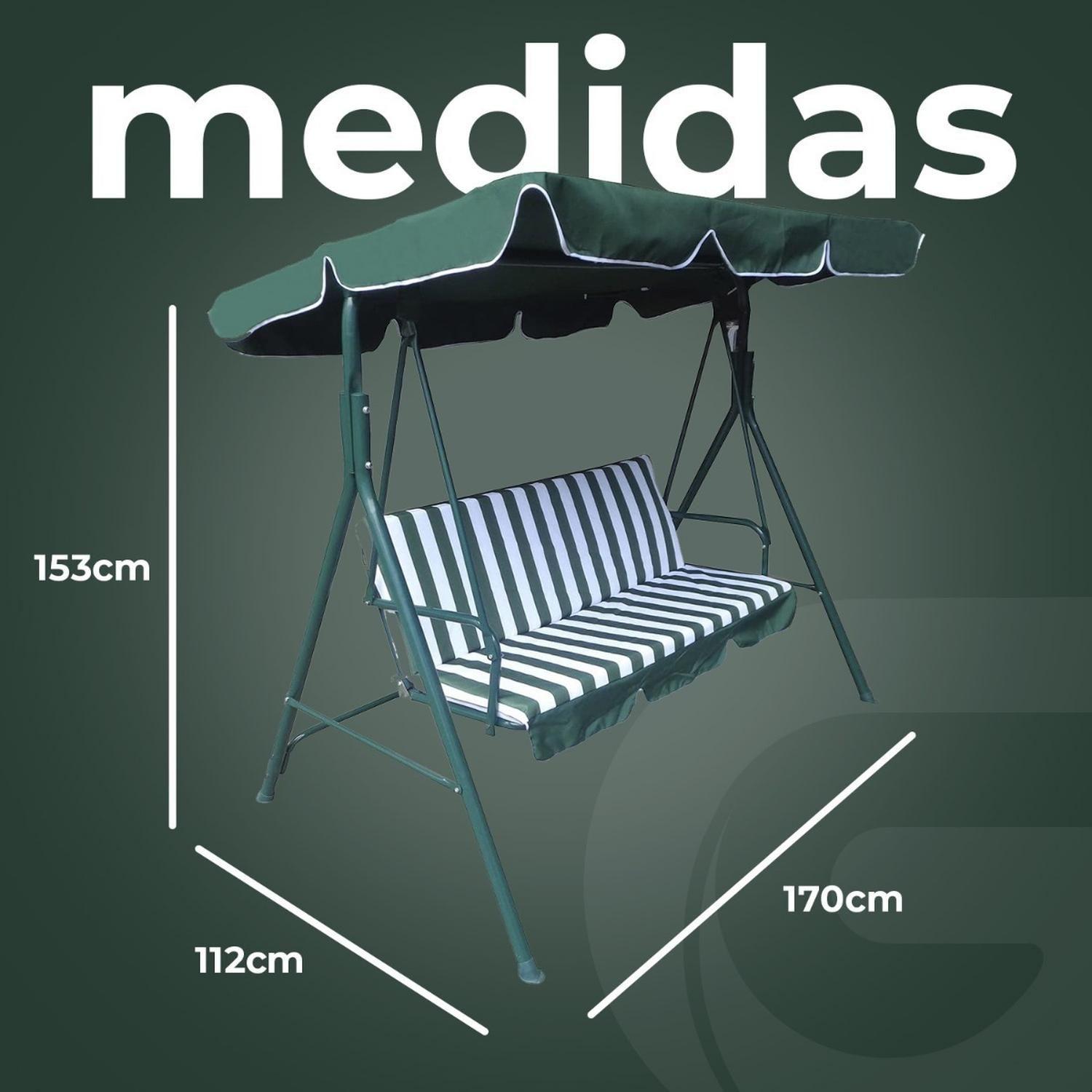Silla Columpio Para Terraza Al Aire Libre Para 3 Personas-5
