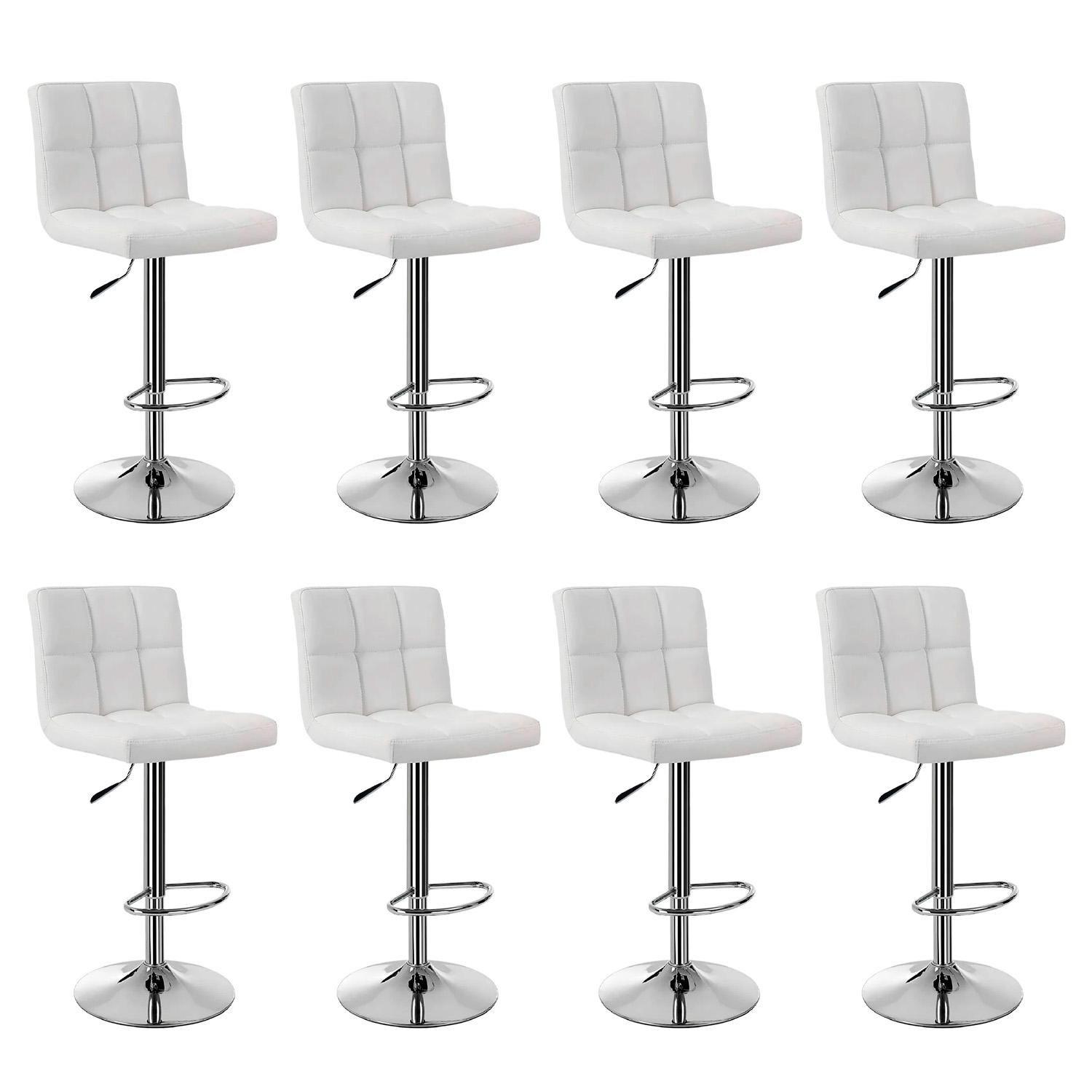 Pack 8 Sillas Taburete Tipo Bar Ajustable 60-80cm con Respaldo-0