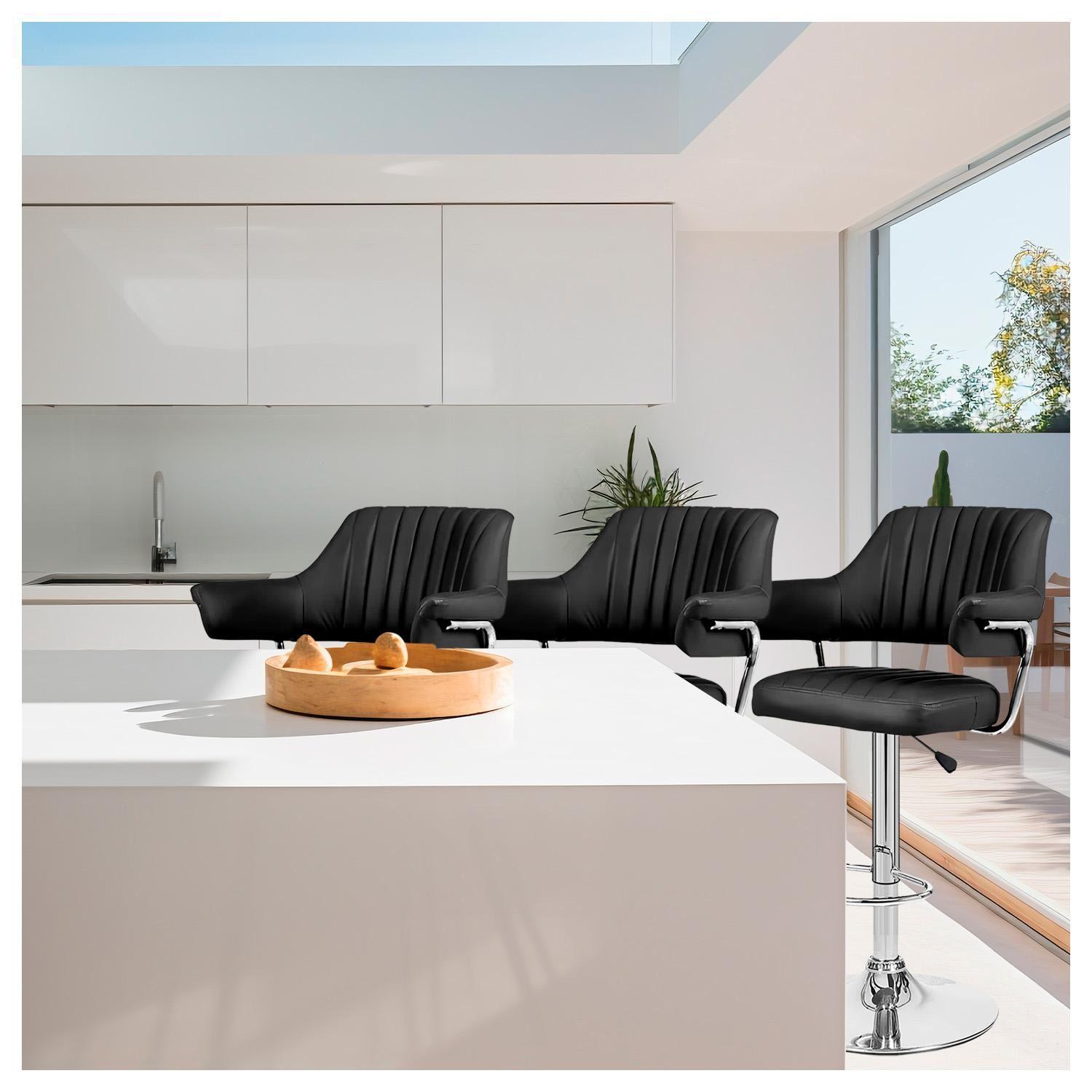 Pack 3 Silla Piso Bar con Respaldo y Posa Brazos-4