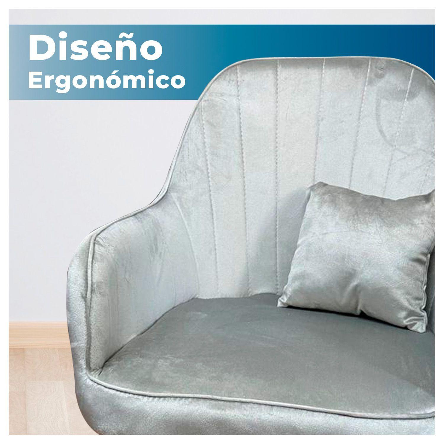 Butaca Poltrona Sofí de Terciopelo Con Patas de Madera-2