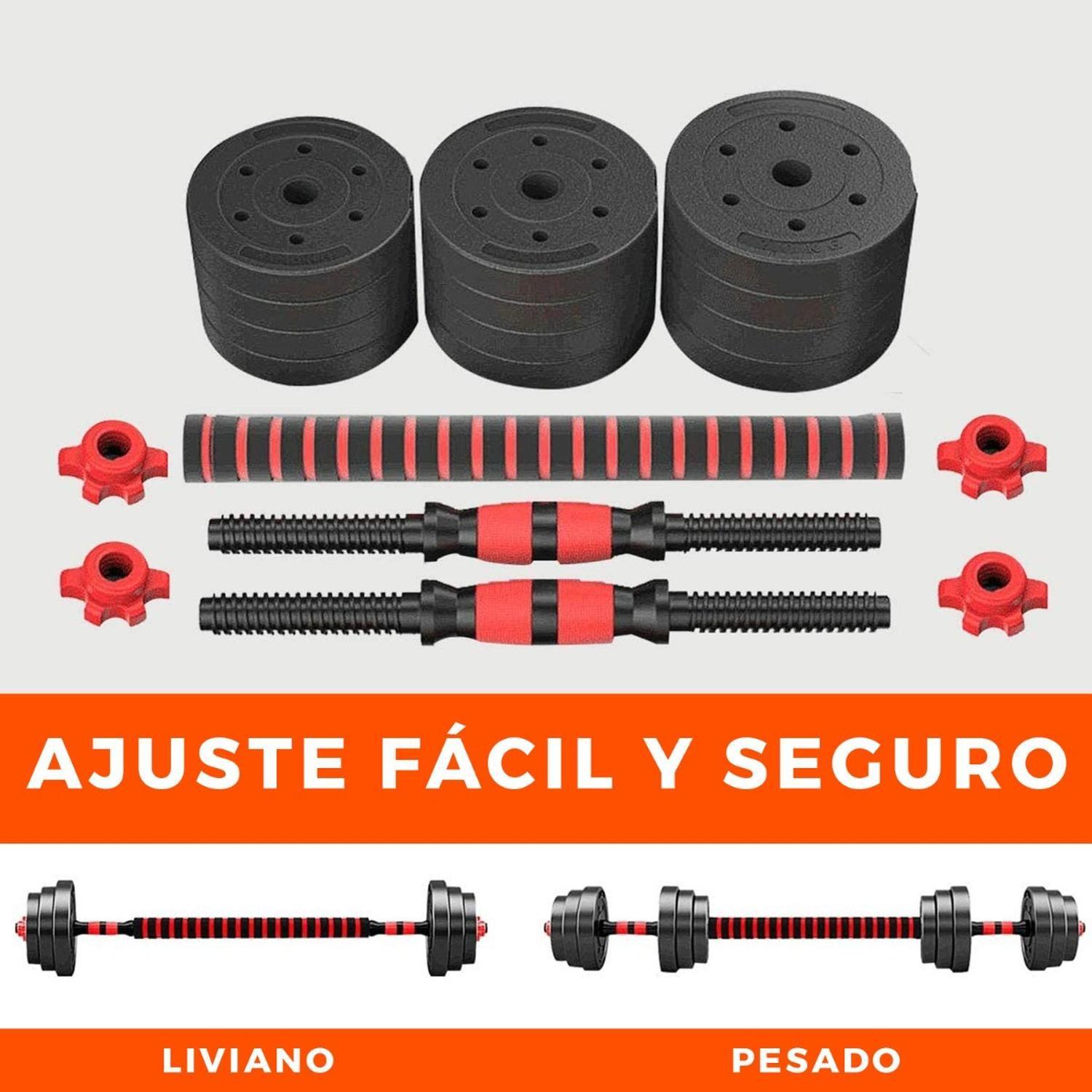 Set De Mancuernas Pesas con Barra Ajustable Armable 30 Kg-1