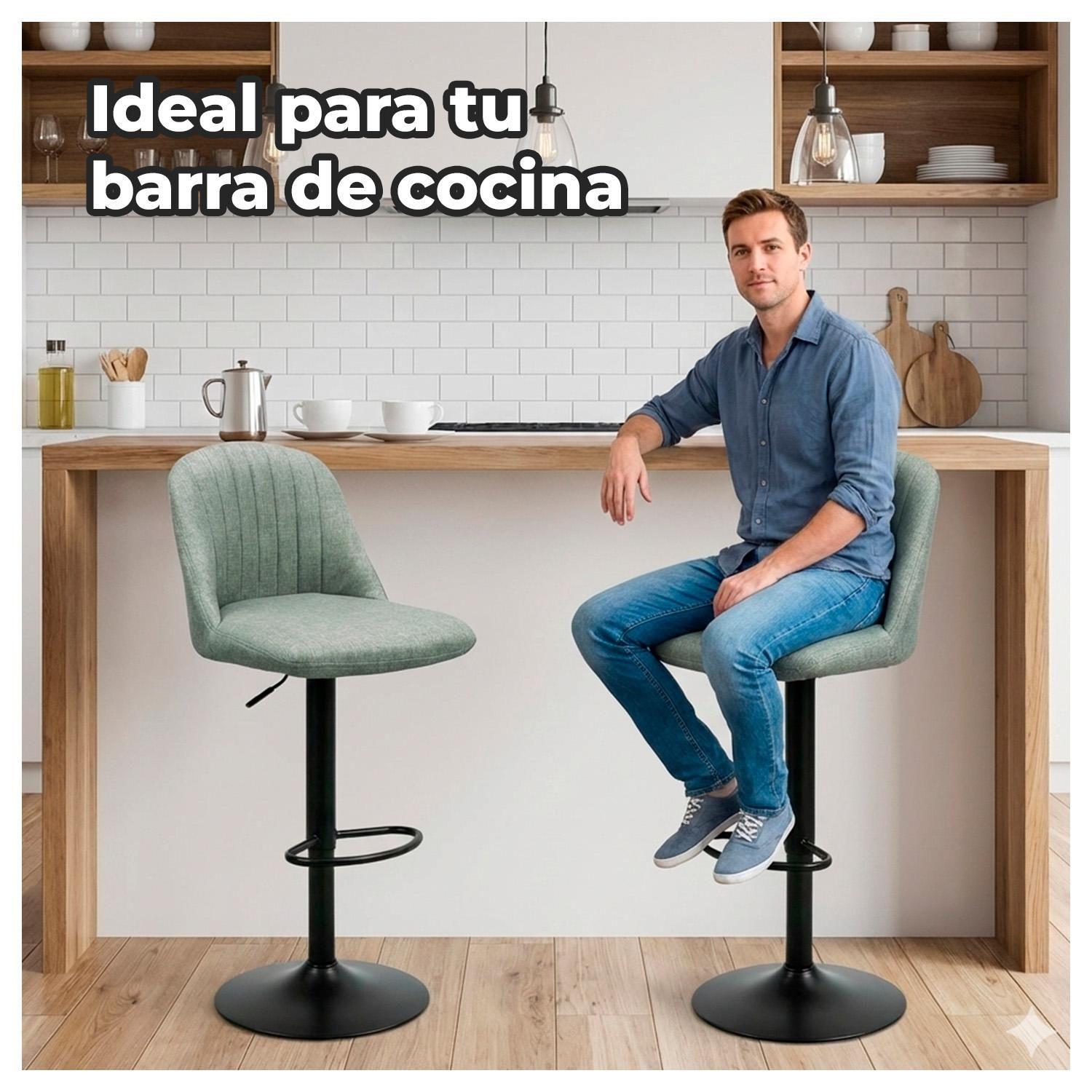 Pack 2 Silla de Bar Moderna Regulable Asiento Tapizado y Base Metálica-4