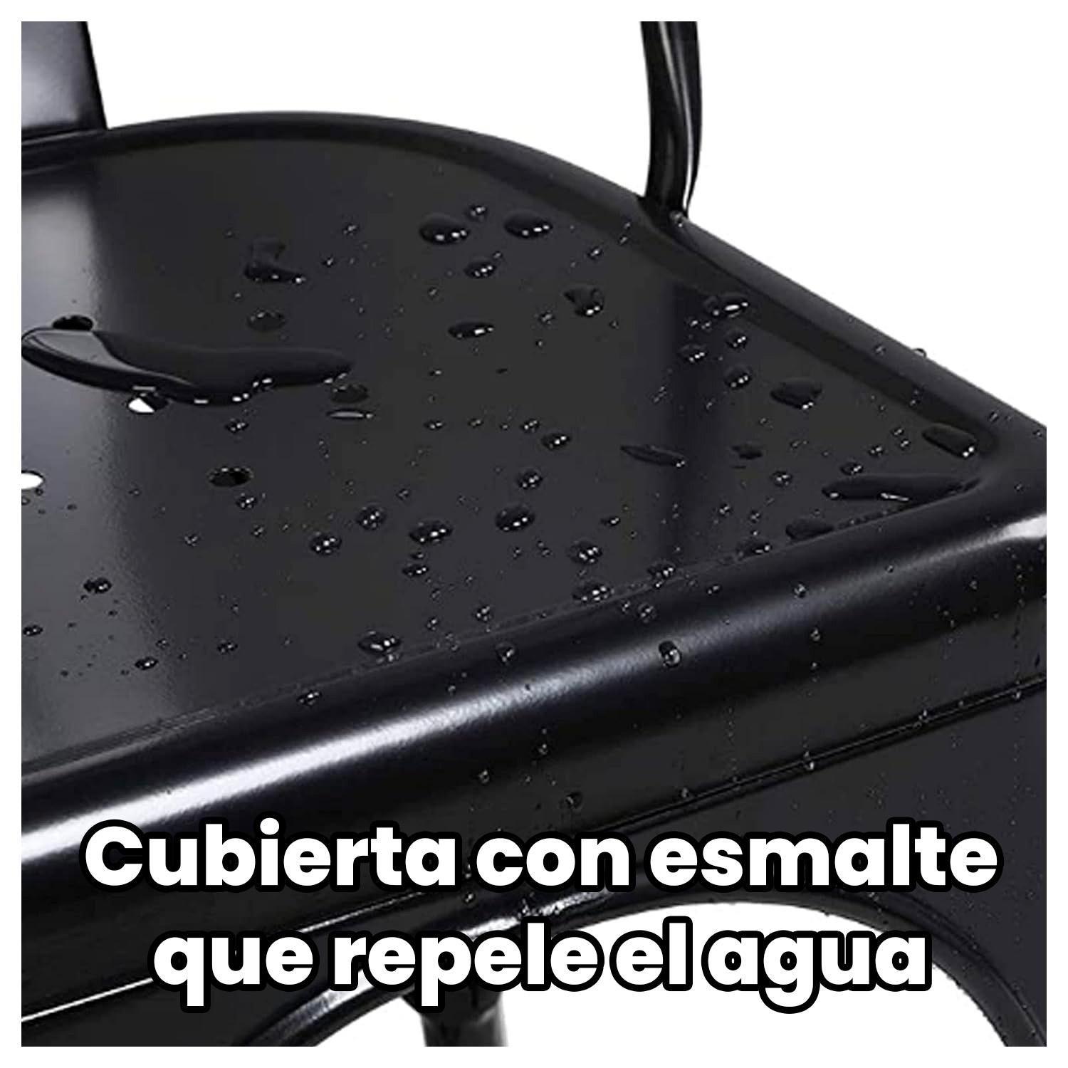 Pack 4 Silla de Comedor de Metal Negra Diseño Moderno y Apilable-3