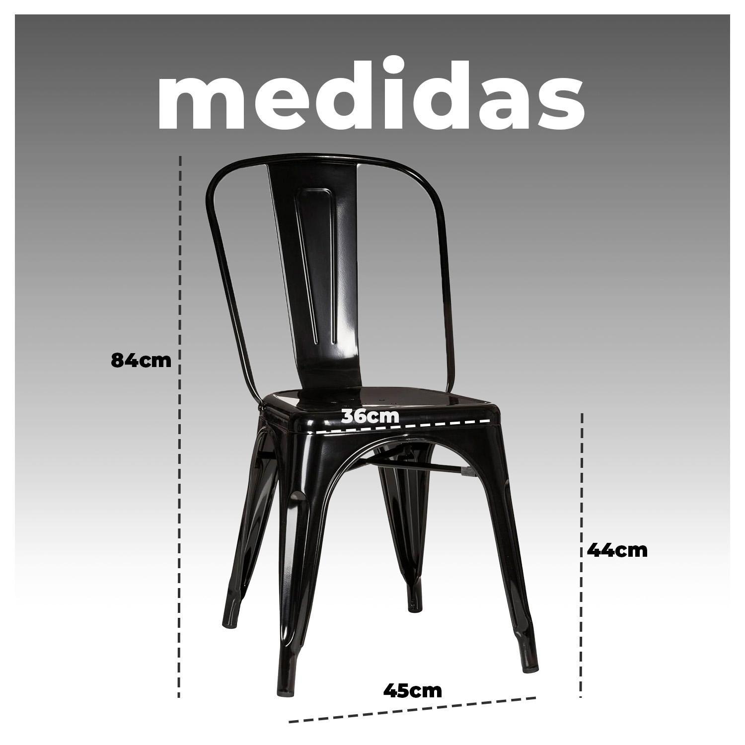 Pack 4 Silla de Comedor de Metal Negra Diseño Moderno y Apilable-5