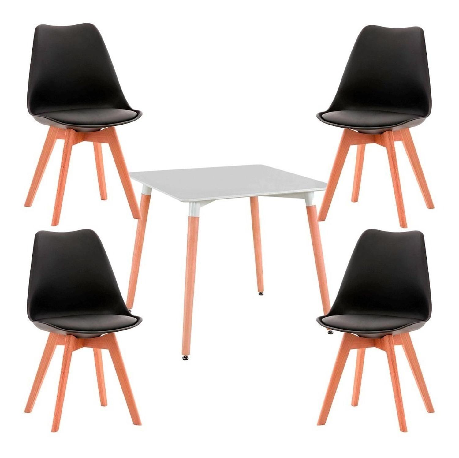Juego De Comedor Cuadrado Con 4 Sillas Eames-0
