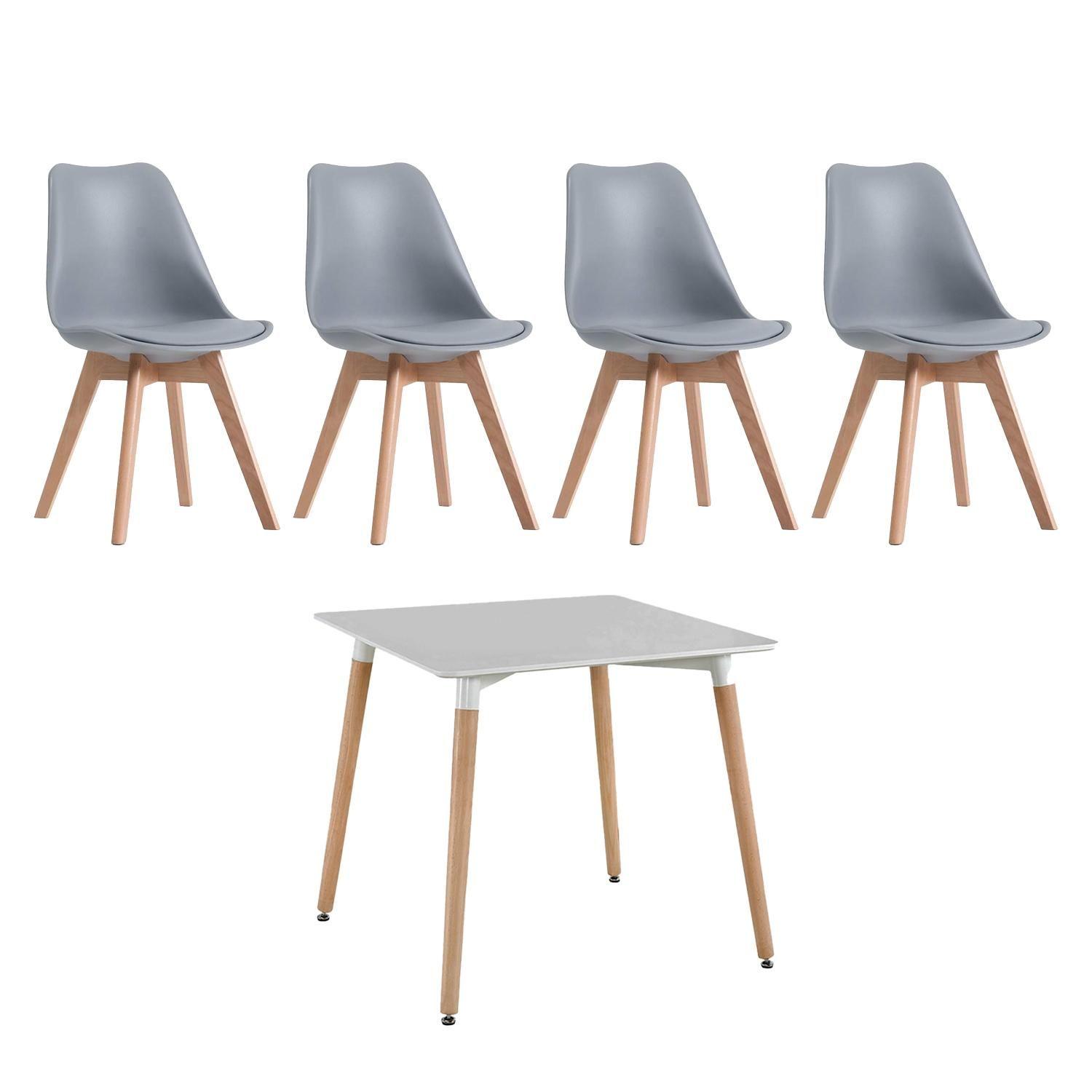 Juego De Comedor Cuadrado Con 4 Sillas Eames-4