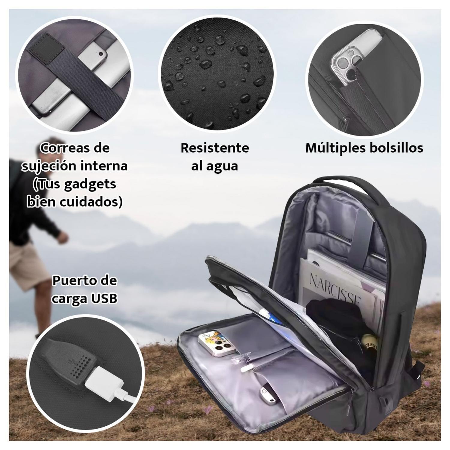 Mochila Ejecutiva Hombre Mujer Antirrobo Impermeable con Puerto USB-2