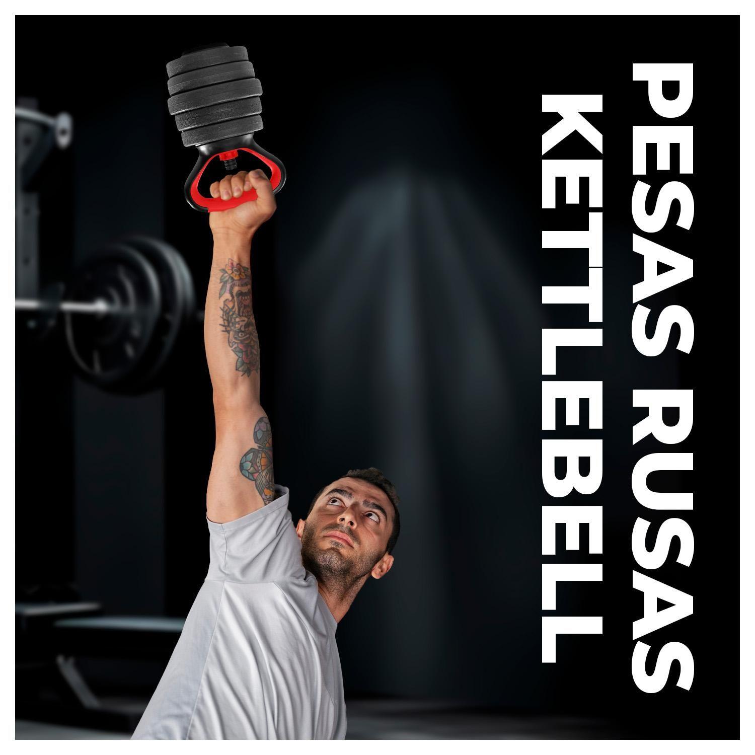 Set Mancuernas Ajustables 4 en 1 con Barra y Kettlebell 20-3