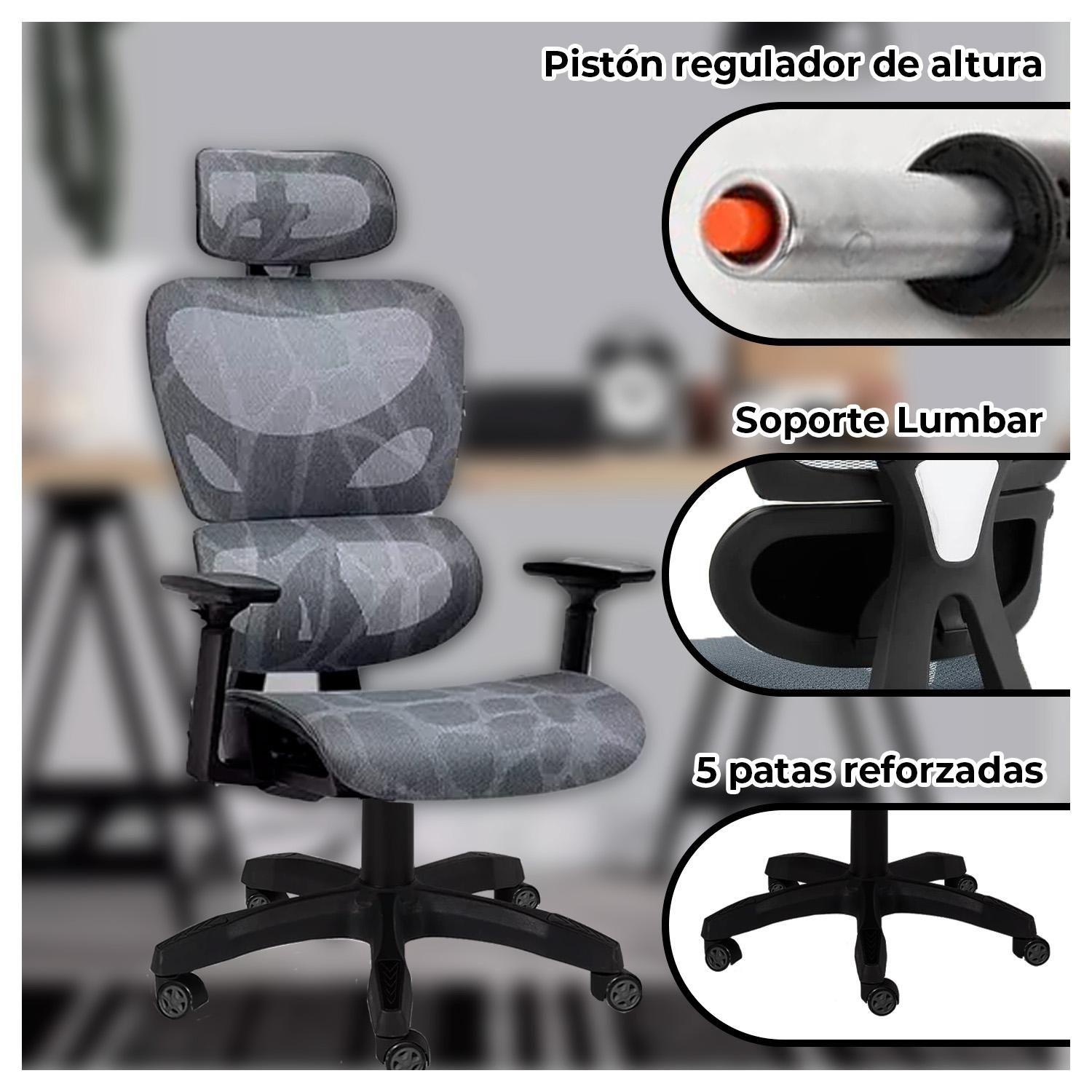 Silla Giratoria con Ajuste de Altura y Diseño Ergonómico-1