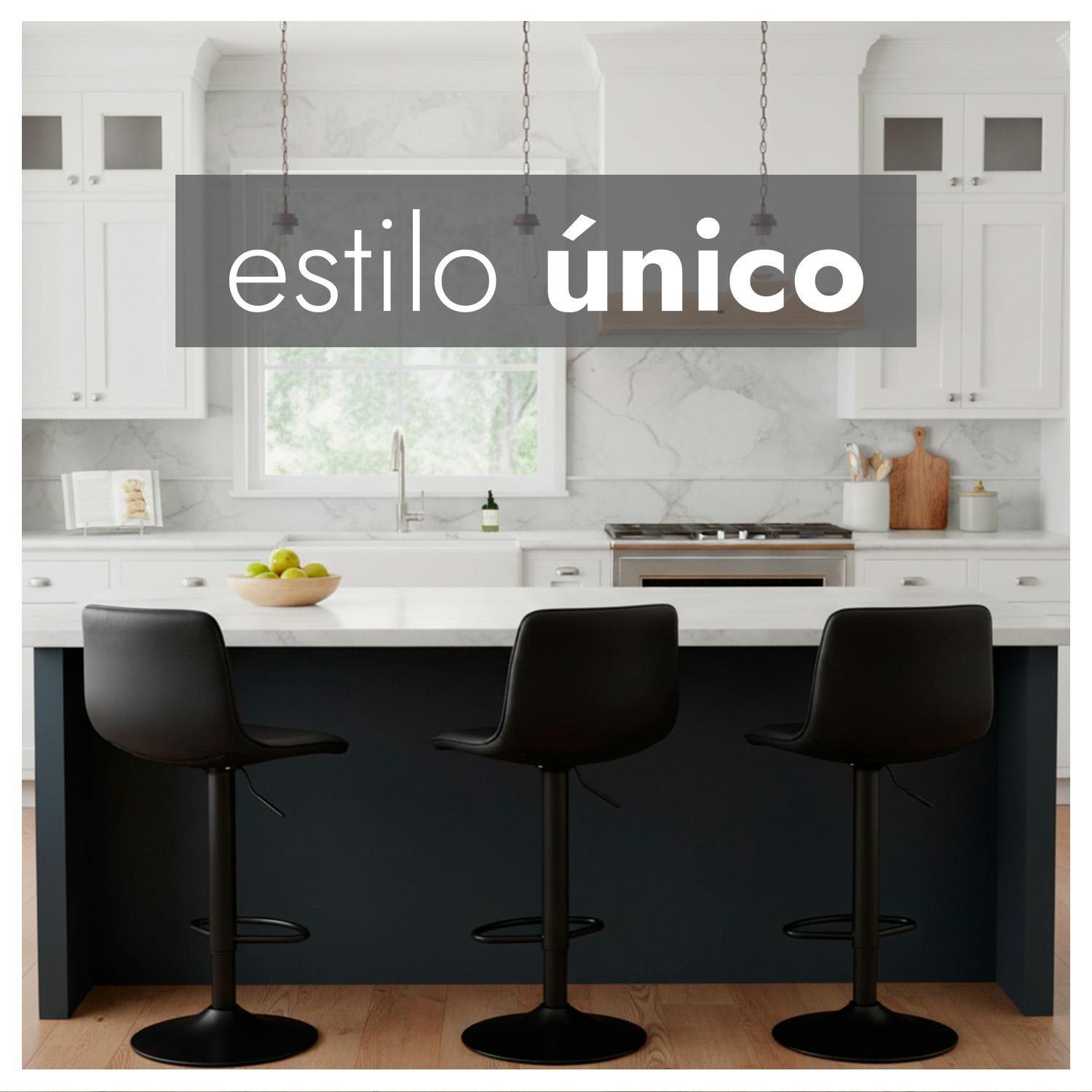 Pack 4 Silla Piso Bar Ajustable Negra Ergonómica Giratoria Cocina Isla 150kg-7