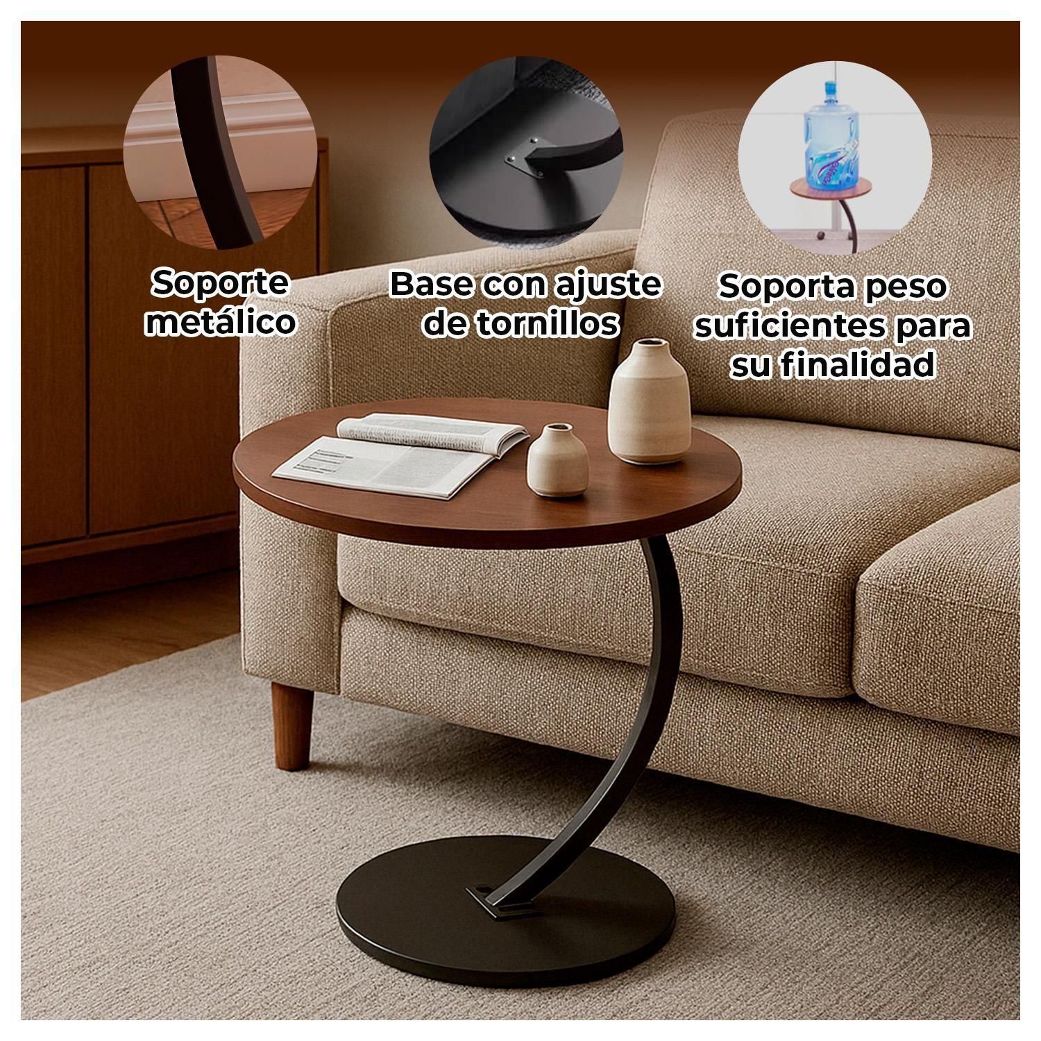 Mesa Lateral con Diseño Curvo para Sala y Dormitorio-1
