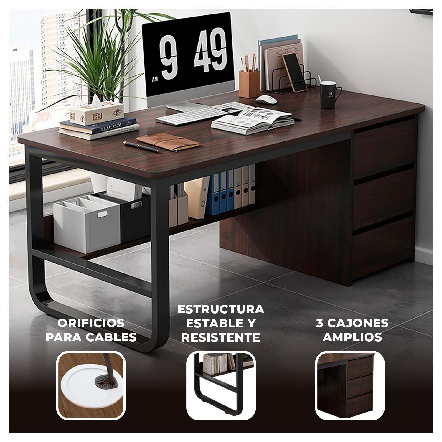 Escritorio Moderno 120x50cm Hierro y MDF Diseño Elegante-1