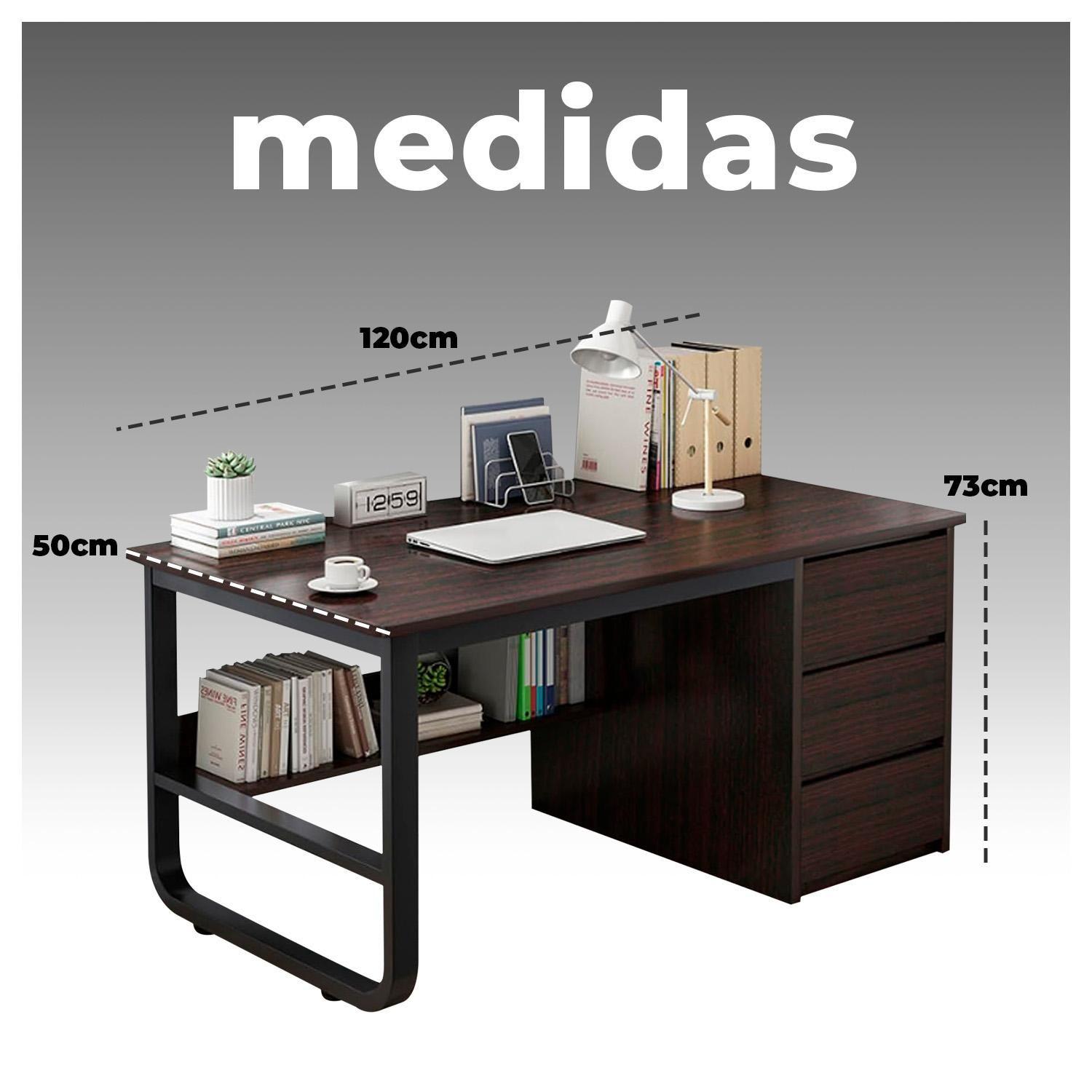 Escritorio Moderno 120x50cm Hierro y MDF Diseño Elegante-5