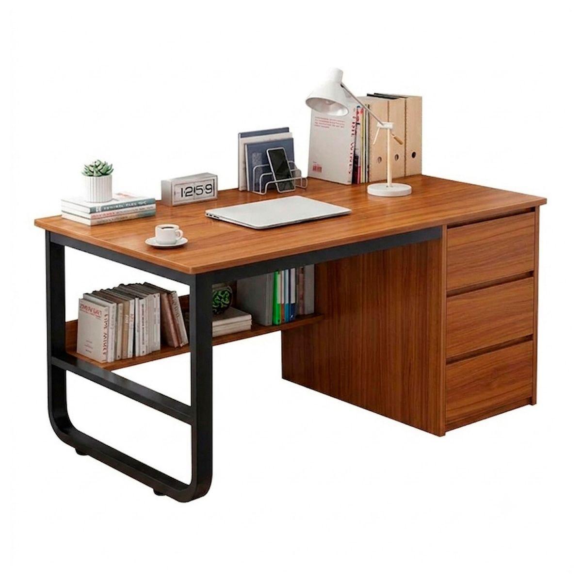 Escritorio Moderno 120x50cm Hierro y MDF Diseño Elegante-0