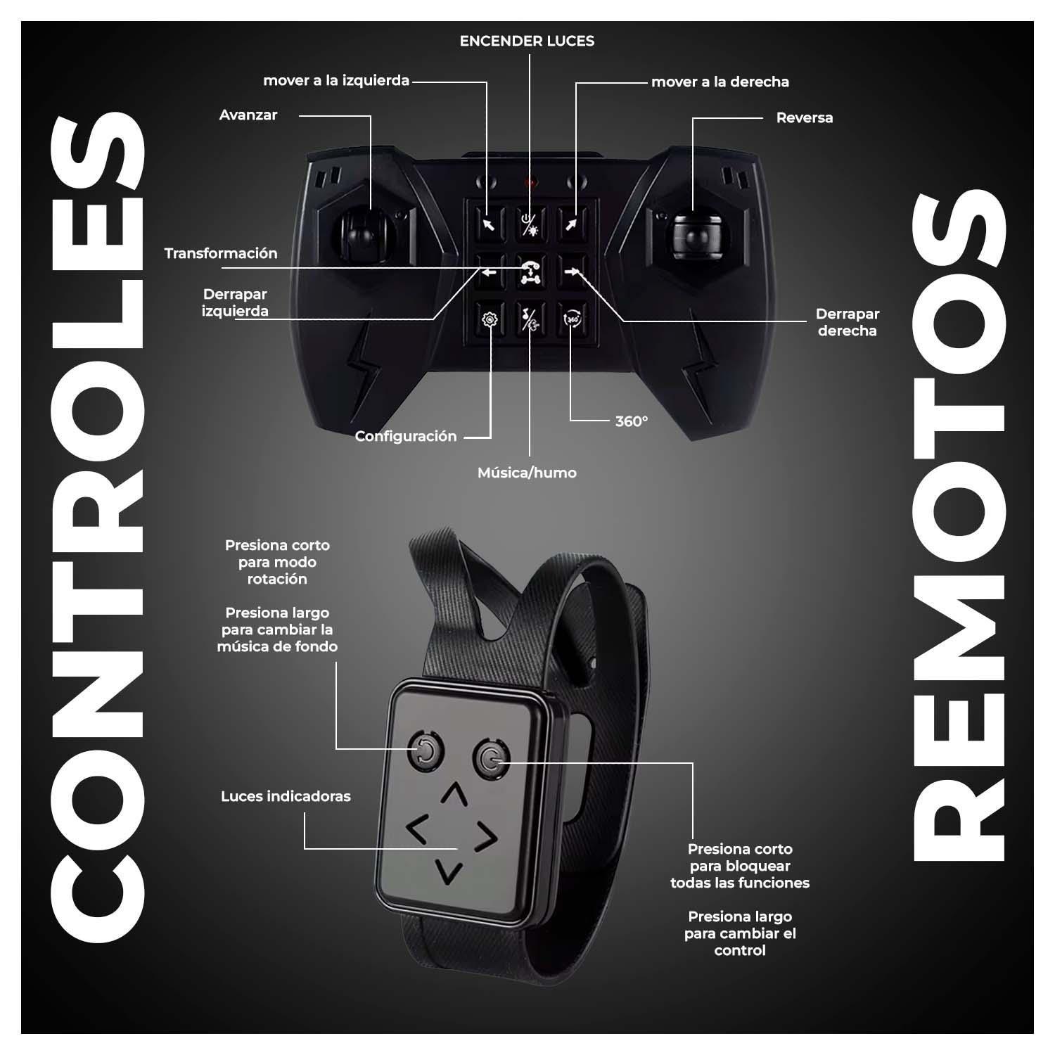 Auto Robot Control Sensorial Transformable con Luces LED-3
