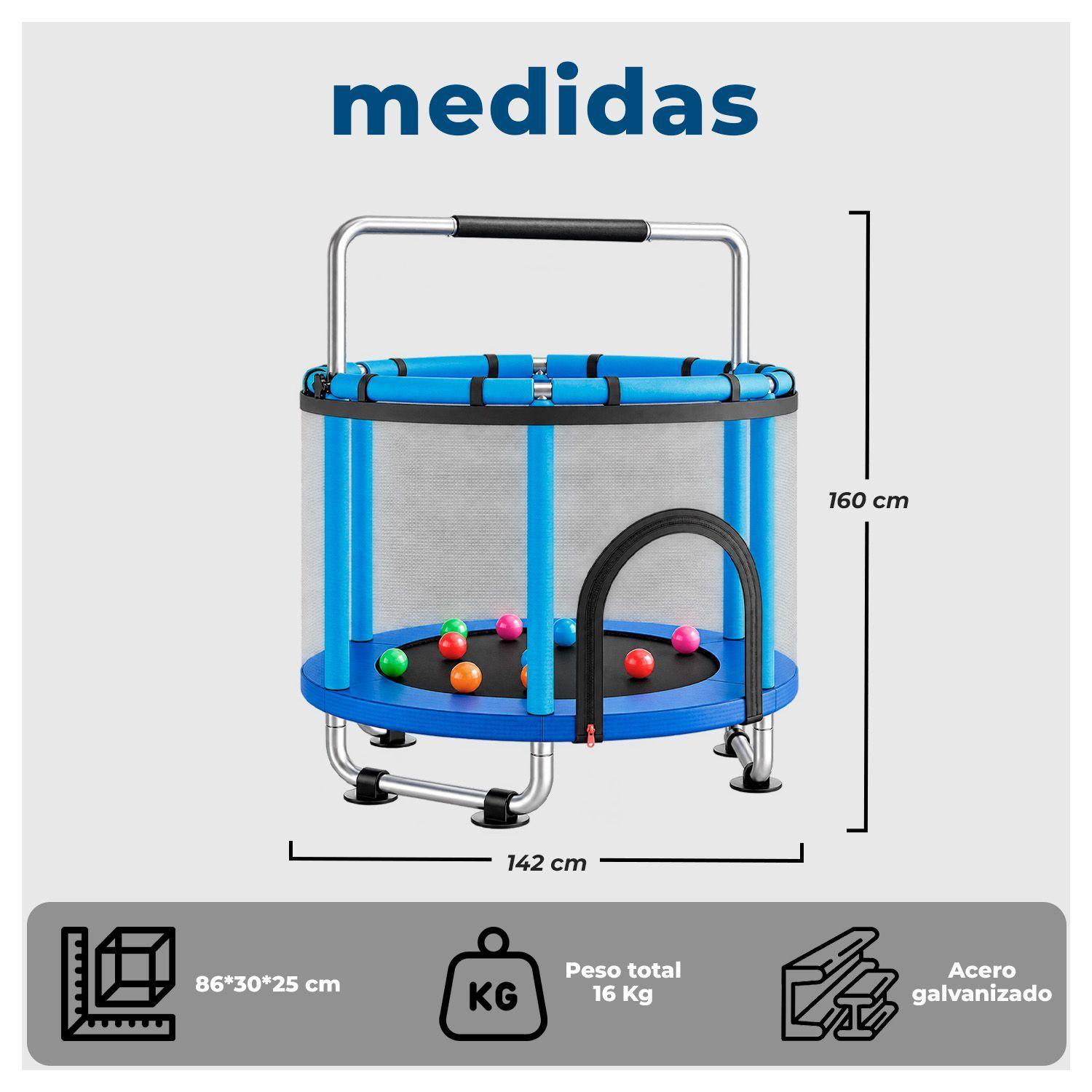 Mini Trampolín Infantil Multifuncional 5 en 1 Azul 142 cm-7