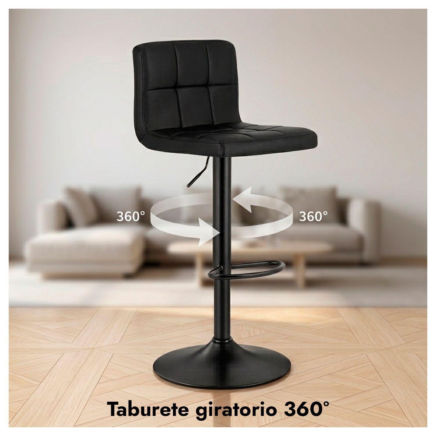 Silla de Bar con Base Mate y Altura Regulable Diseño Moderno-2