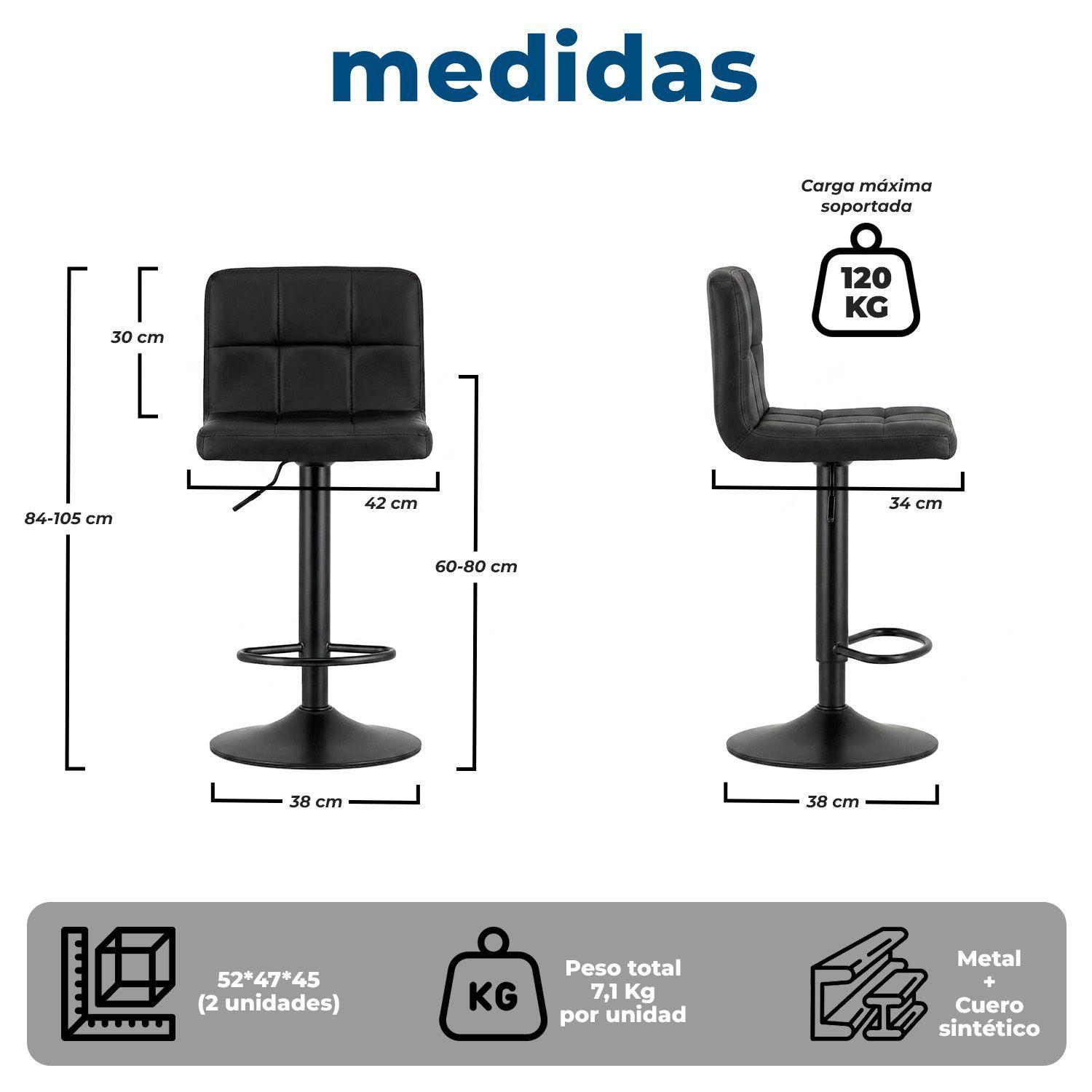 Silla de Bar con Base Mate y Altura Regulable Diseño Moderno-7