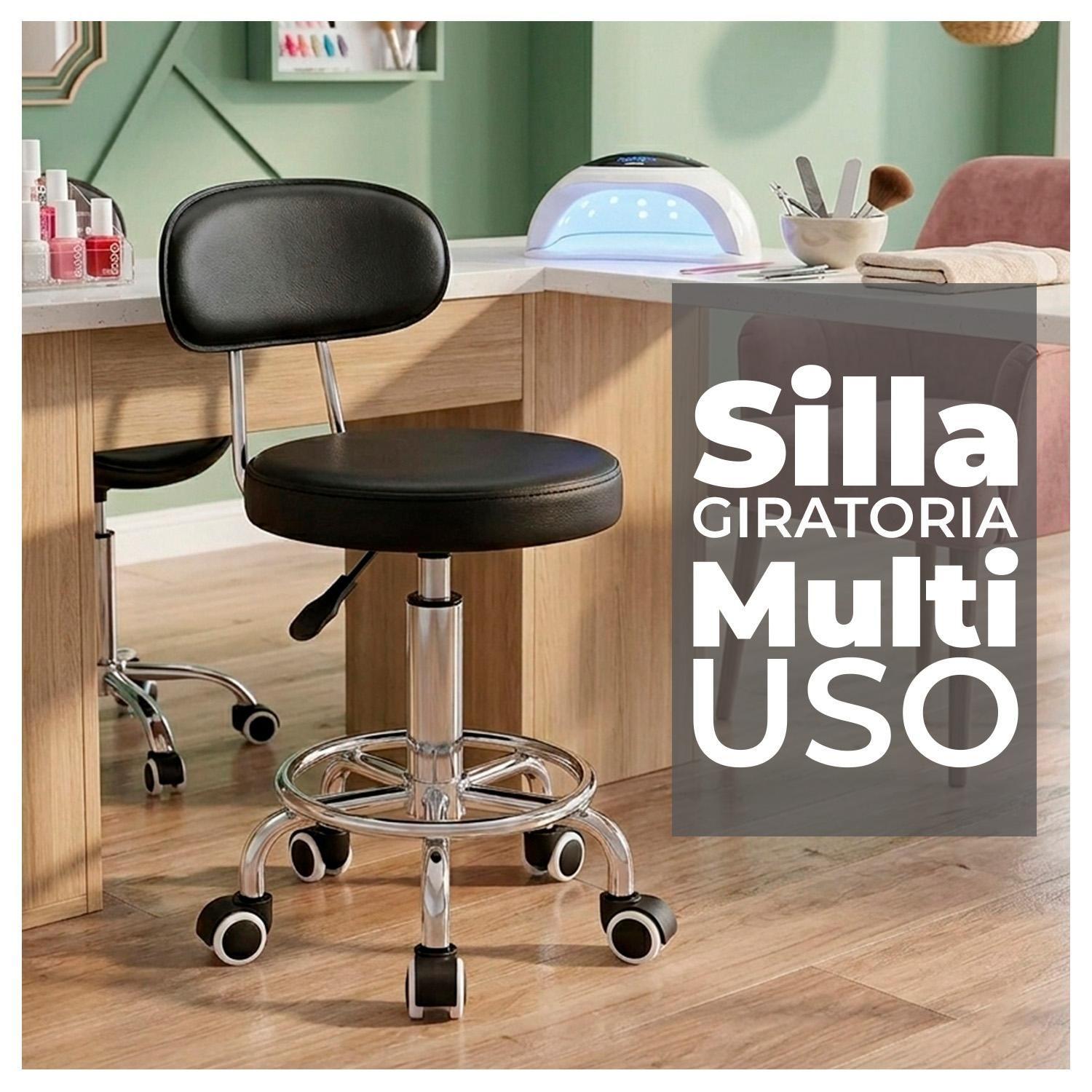 Silla Giratoria Multiuso con Ruedas Ajustable Ergonómica y Estética-6