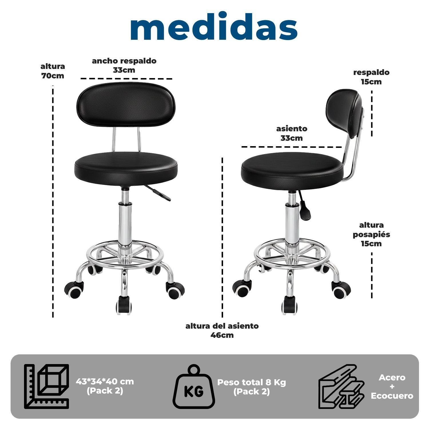 Silla Giratoria Multiuso con Ruedas Ajustable Ergonómica y Estética-7