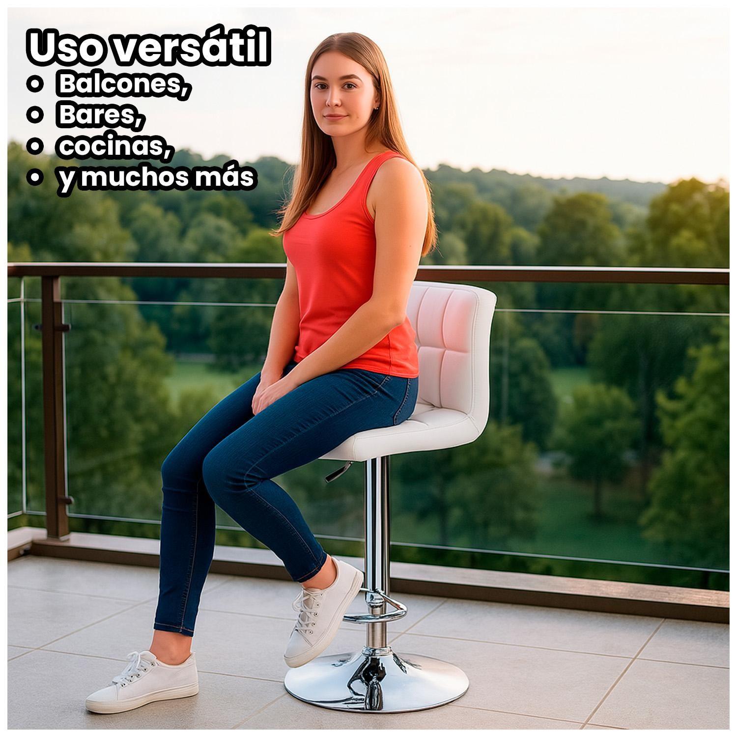 Silla Piso Bar Taburete Con Respaldo  Negro Gris Rojo-3