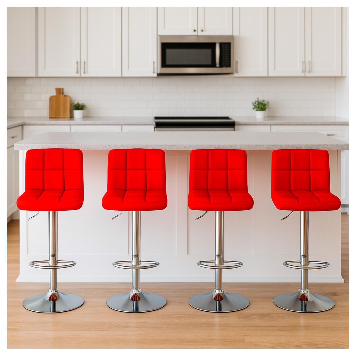 Silla Piso Bar Taburete Con Respaldo  Negro Gris Rojo-5
