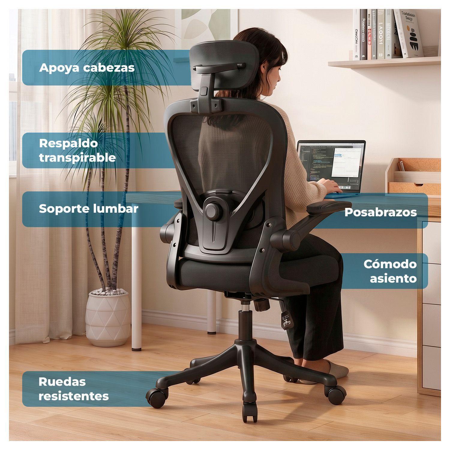 Silla Oficina Ergonómica Reclinable Apoyacabeza-1