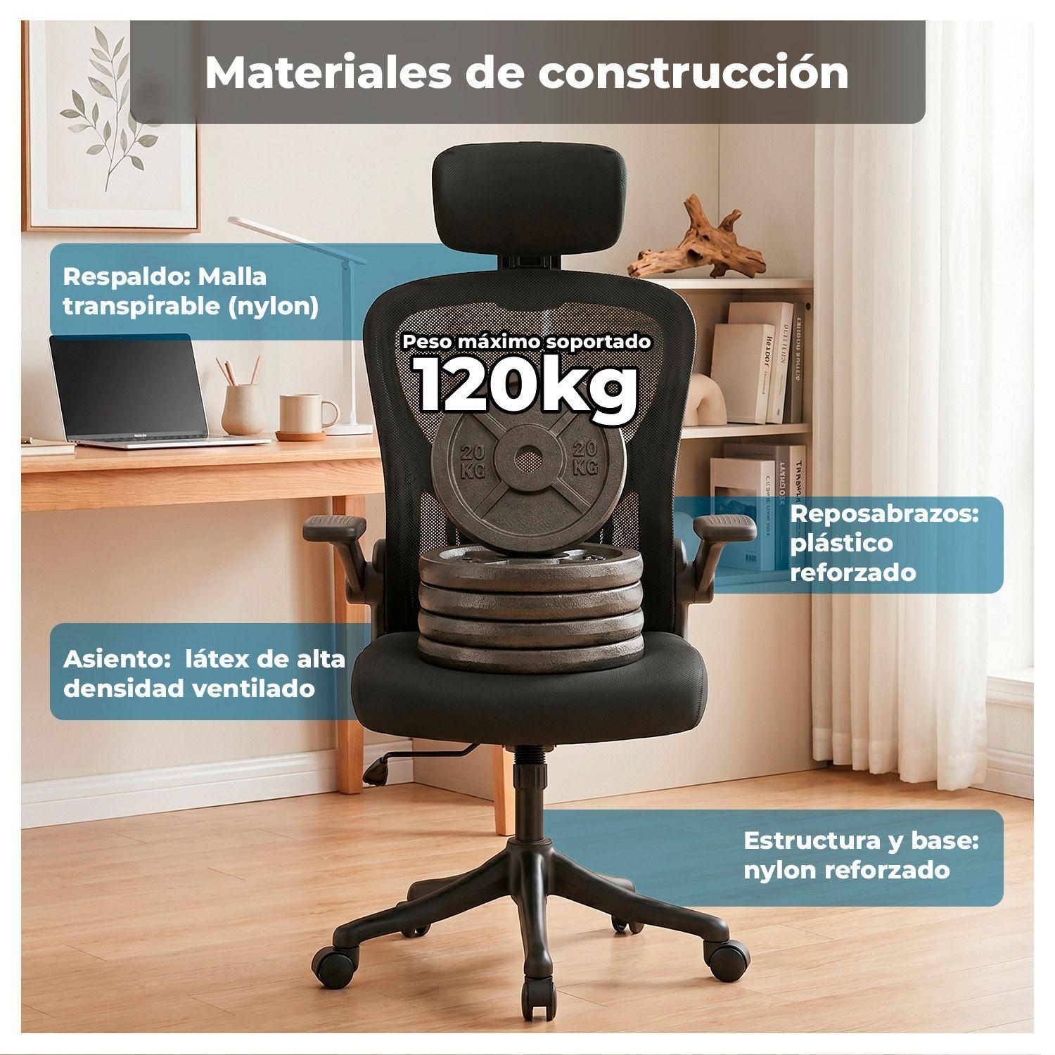 Silla Oficina Ergonómica Reclinable Apoyacabeza-6